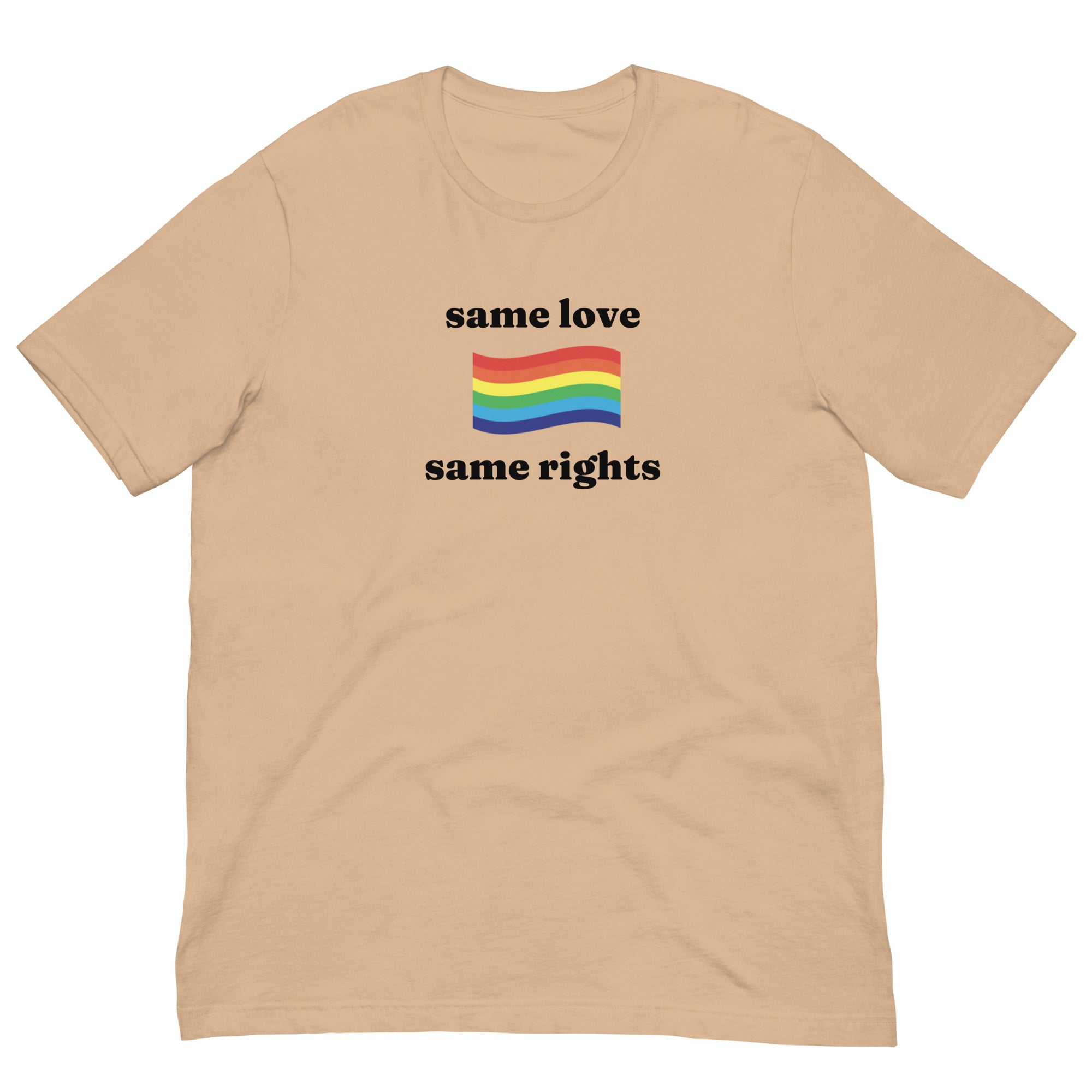 Same Love Same Rights rainbow flag tee, view 6 — Rose Gold Co