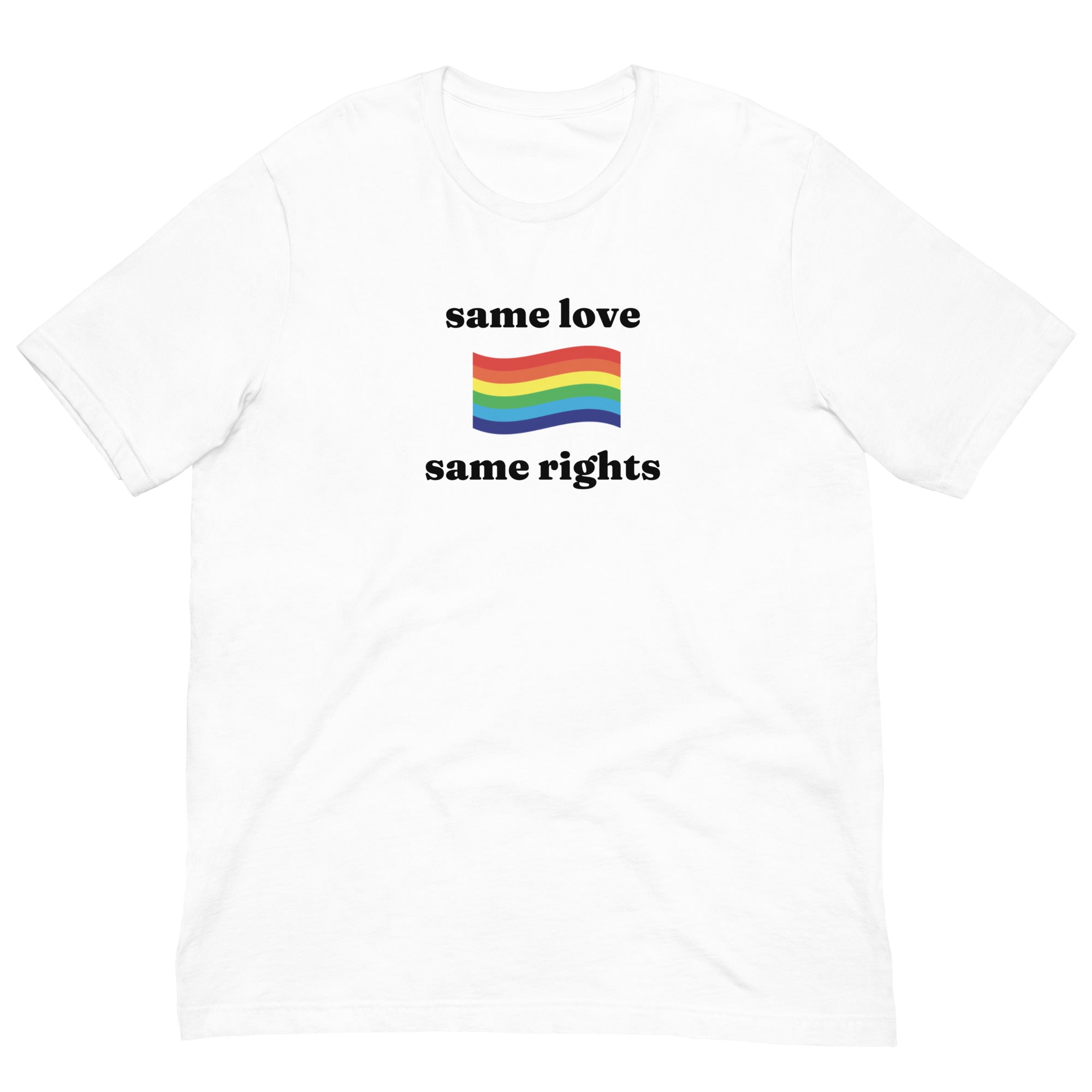 Same Love Same Rights rainbow flag tee, view 7 — Rose Gold Co