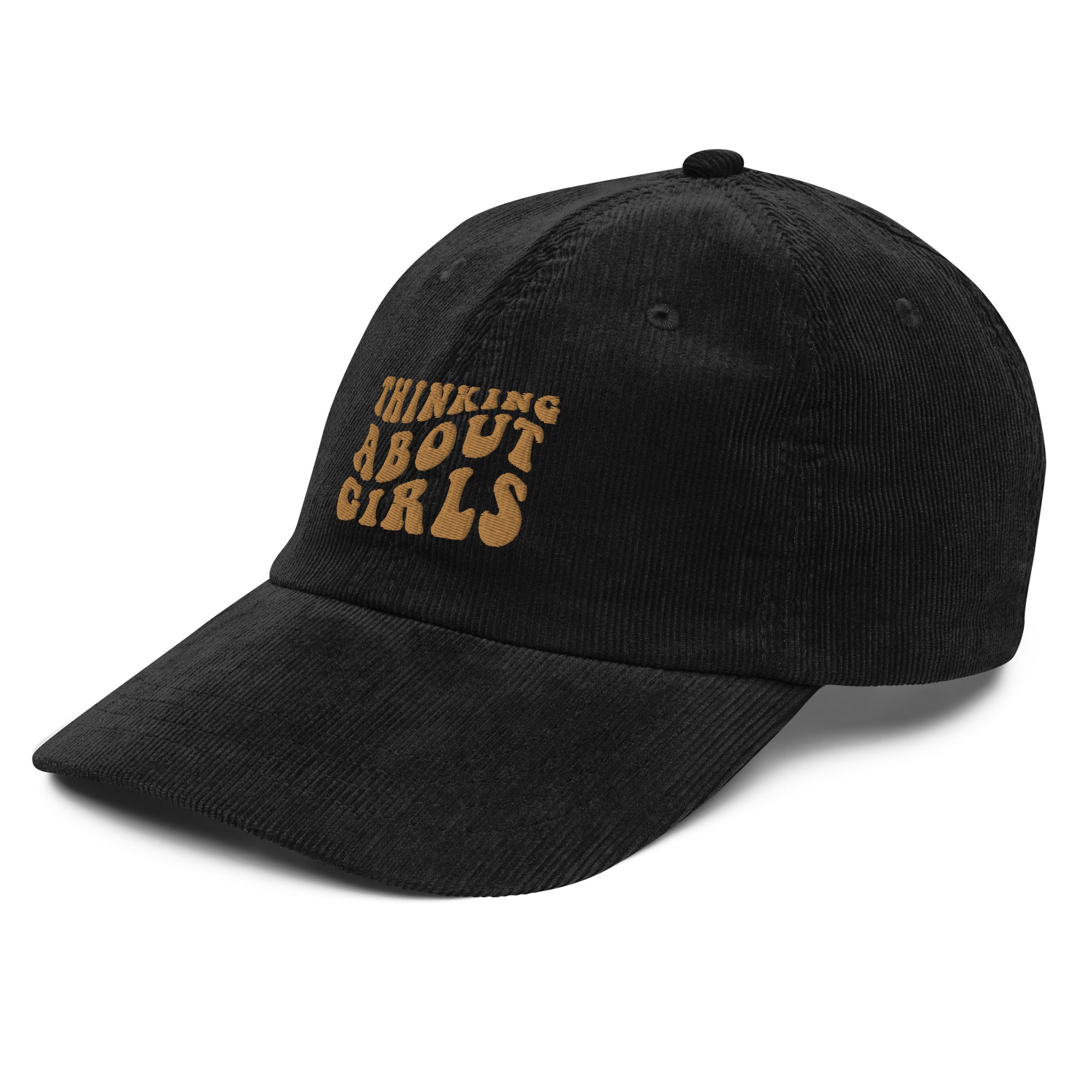 Thinking About Girls corduroy cap, view 2 — Rose Gold Co