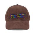 Heterosexuality In This Economy corduroy hat, back view — Rose Gold Co