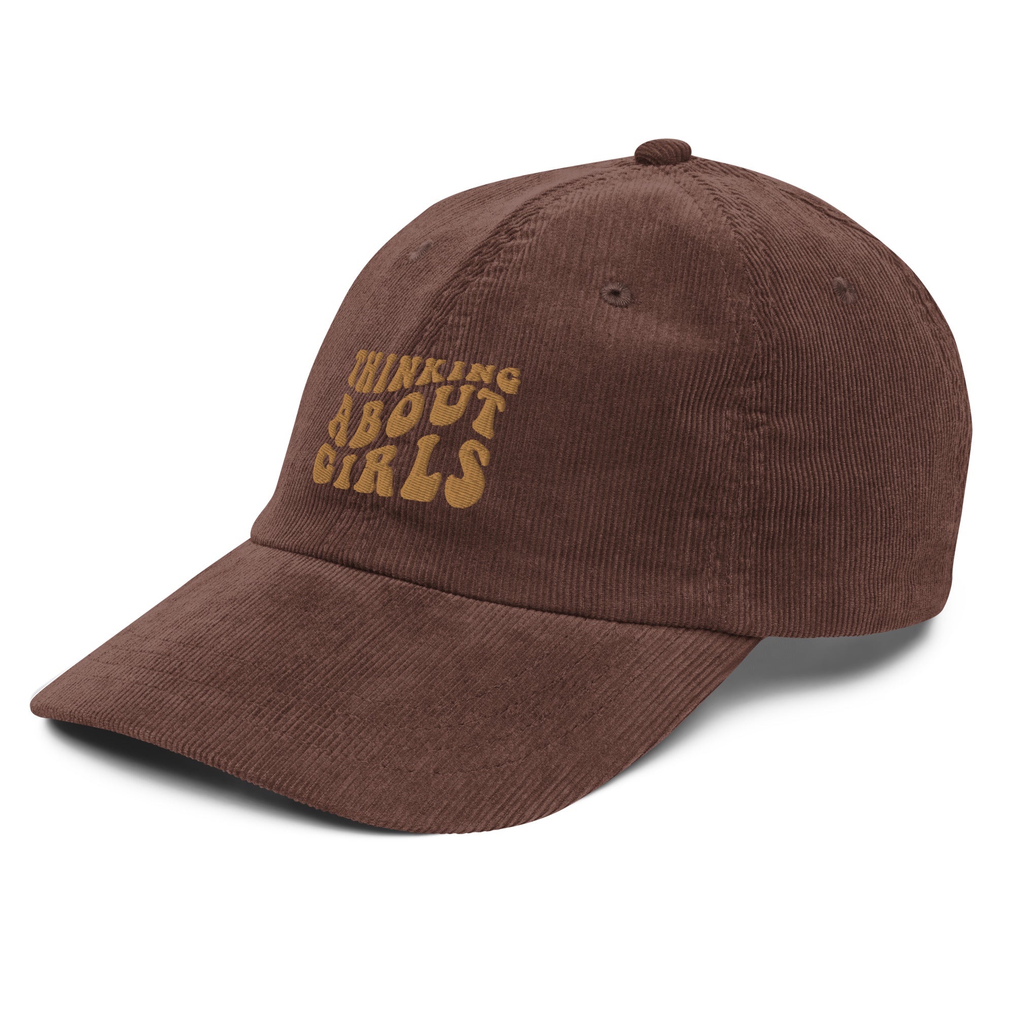 Thinking About Girls corduroy cap, view 4 — Rose Gold Co