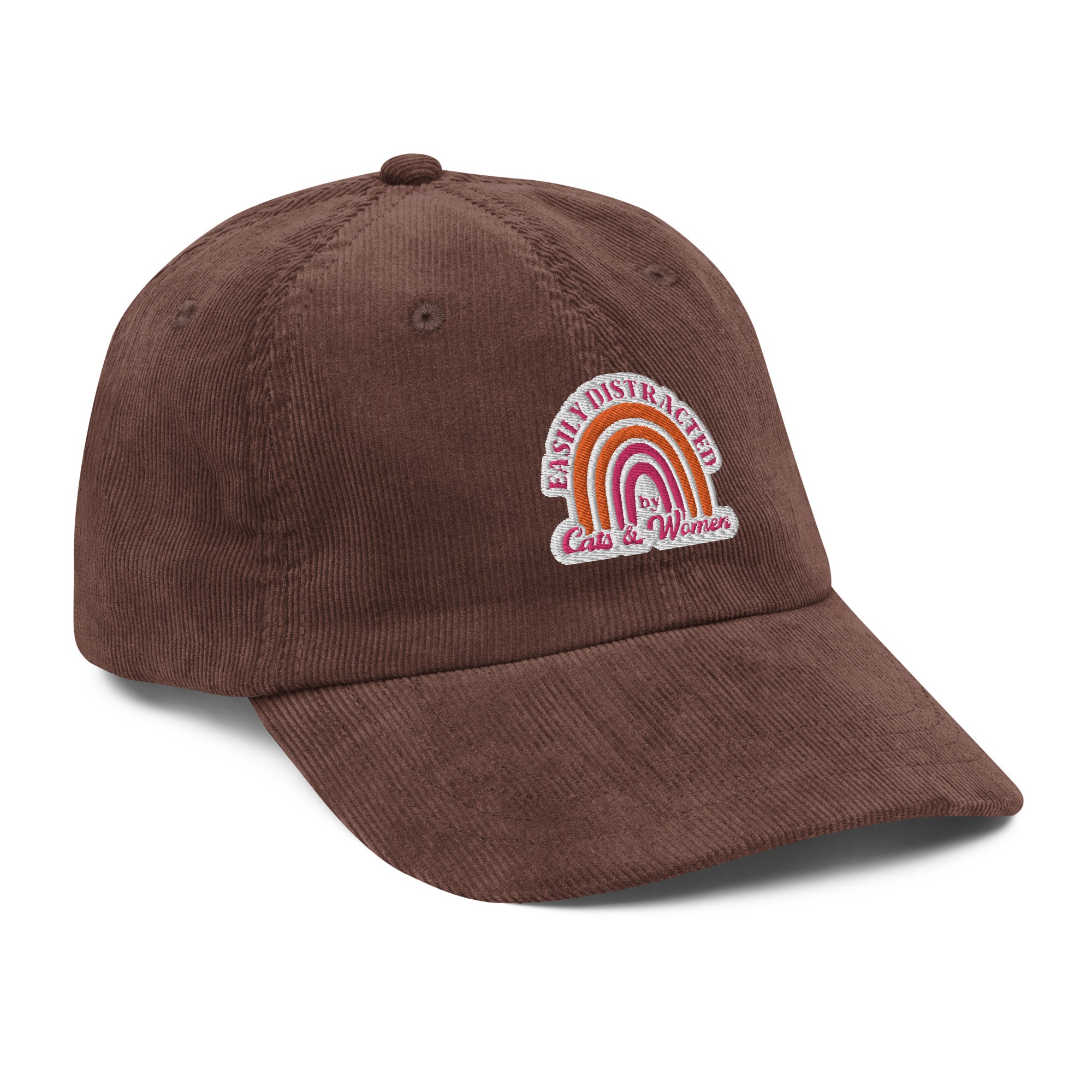 Easily Distracted by Cats and Women corduroy hat, view 6 — Rose Gold Co