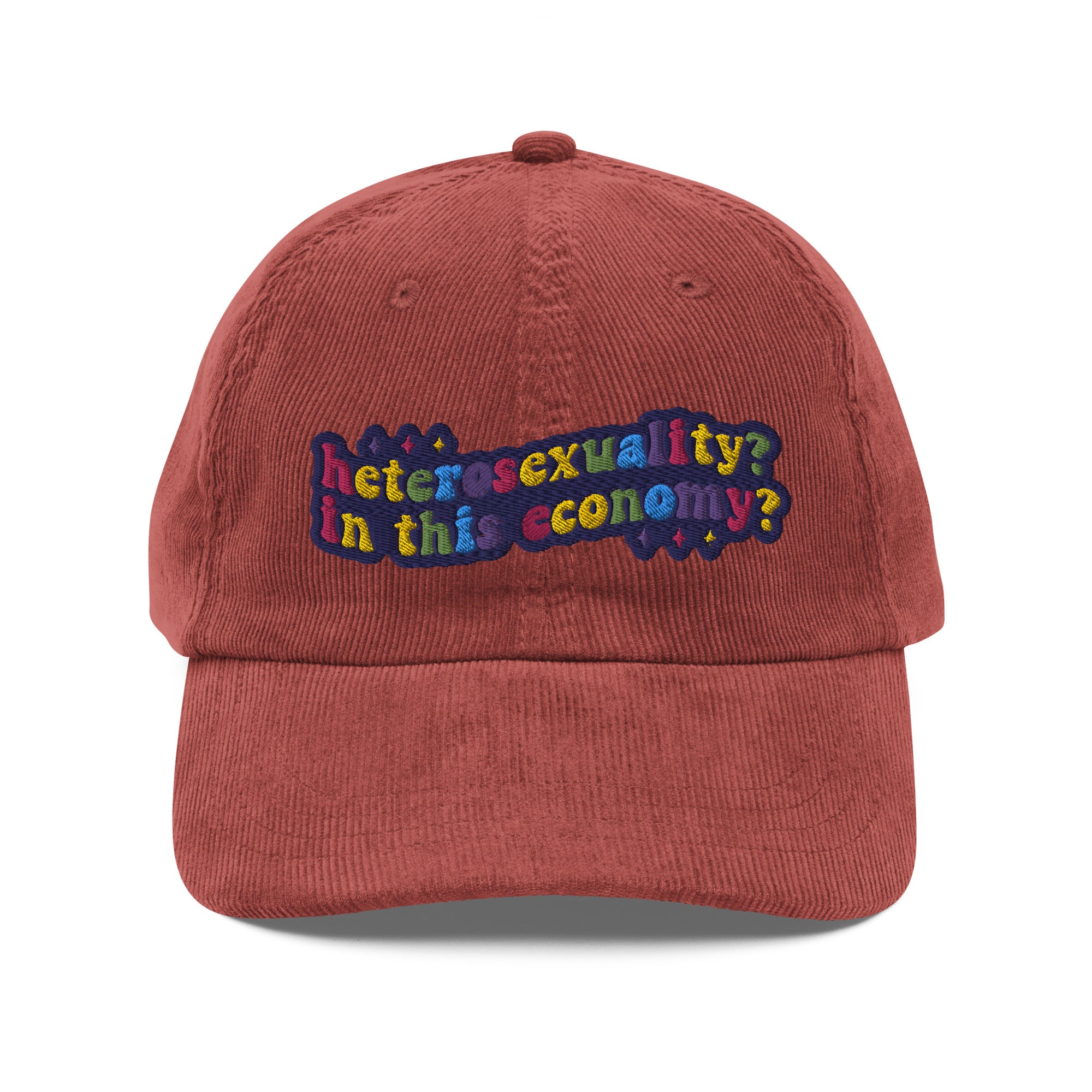 Heterosexuality In This Economy corduroy hat, view 5 — Rose Gold Co