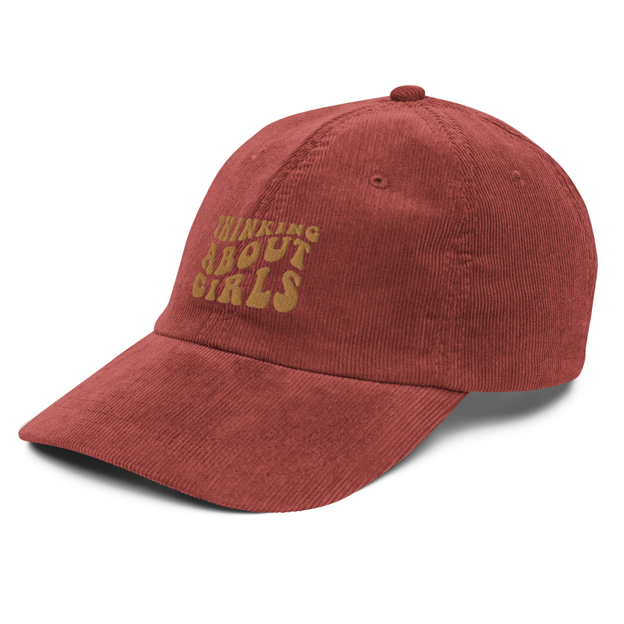 Thinking About Girls corduroy cap, view 8 — Rose Gold Co