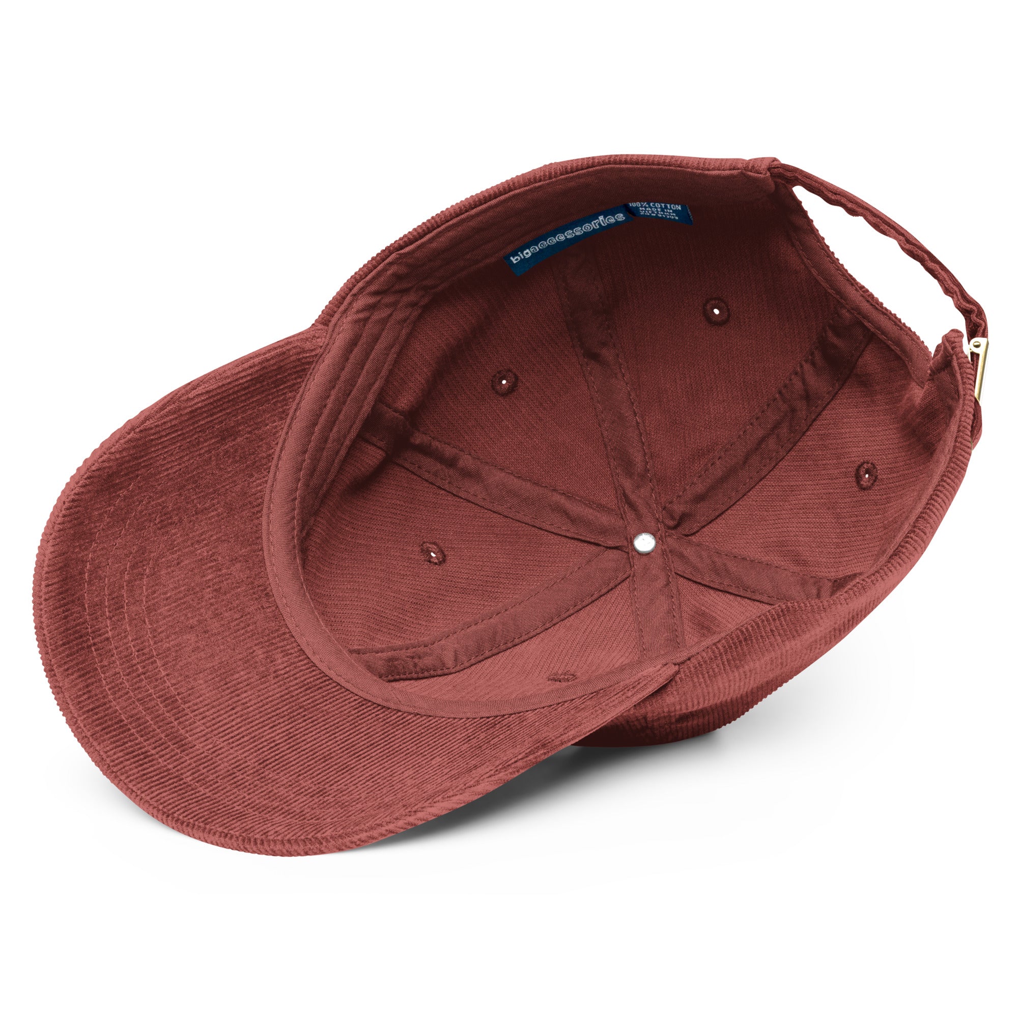 Easily Distracted by Cats and Women corduroy hat, detail view — Rose Gold Co