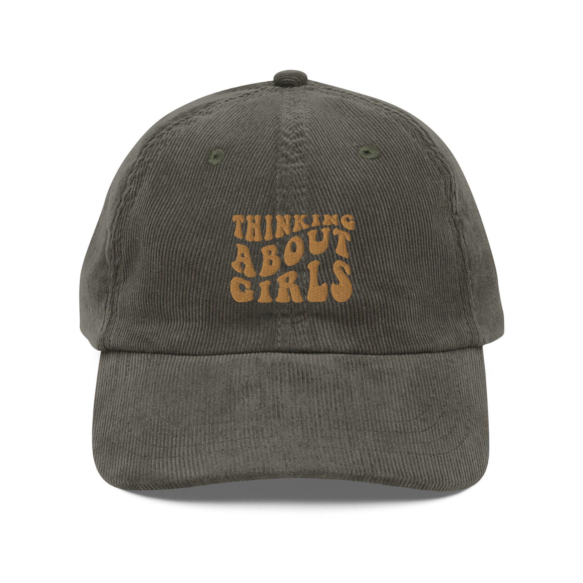 Thinking About Girls corduroy cap, view 5 — Rose Gold Co