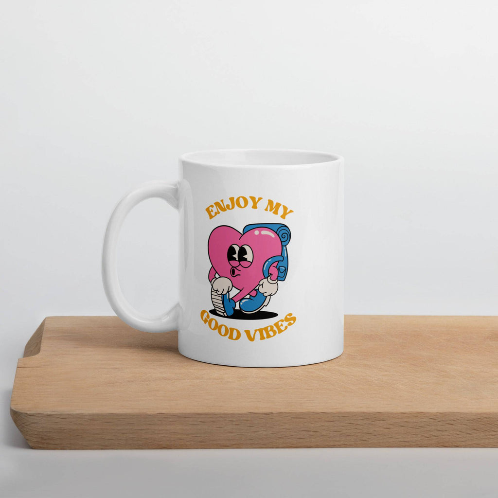Enjoy My Good Vibes white glossy mug — Rose Gold Co