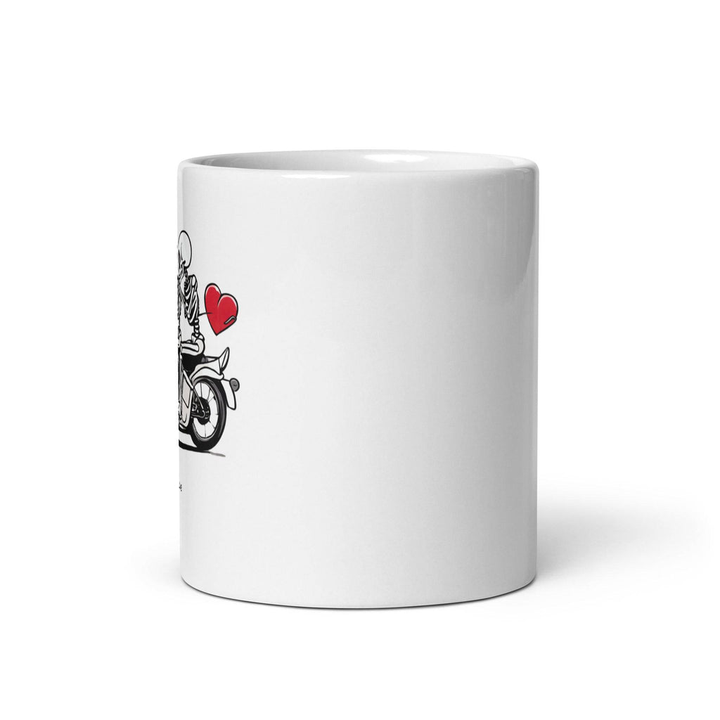 Love Is Love Motorcycle white glossy mug, view 3 — Rose Gold Co