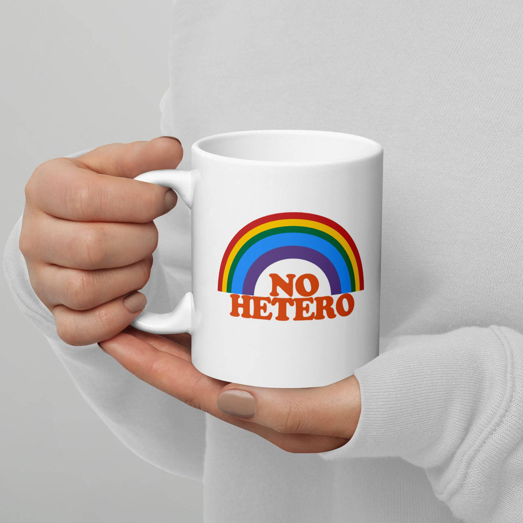 No Hetro white glossy mug — Rose Gold Co