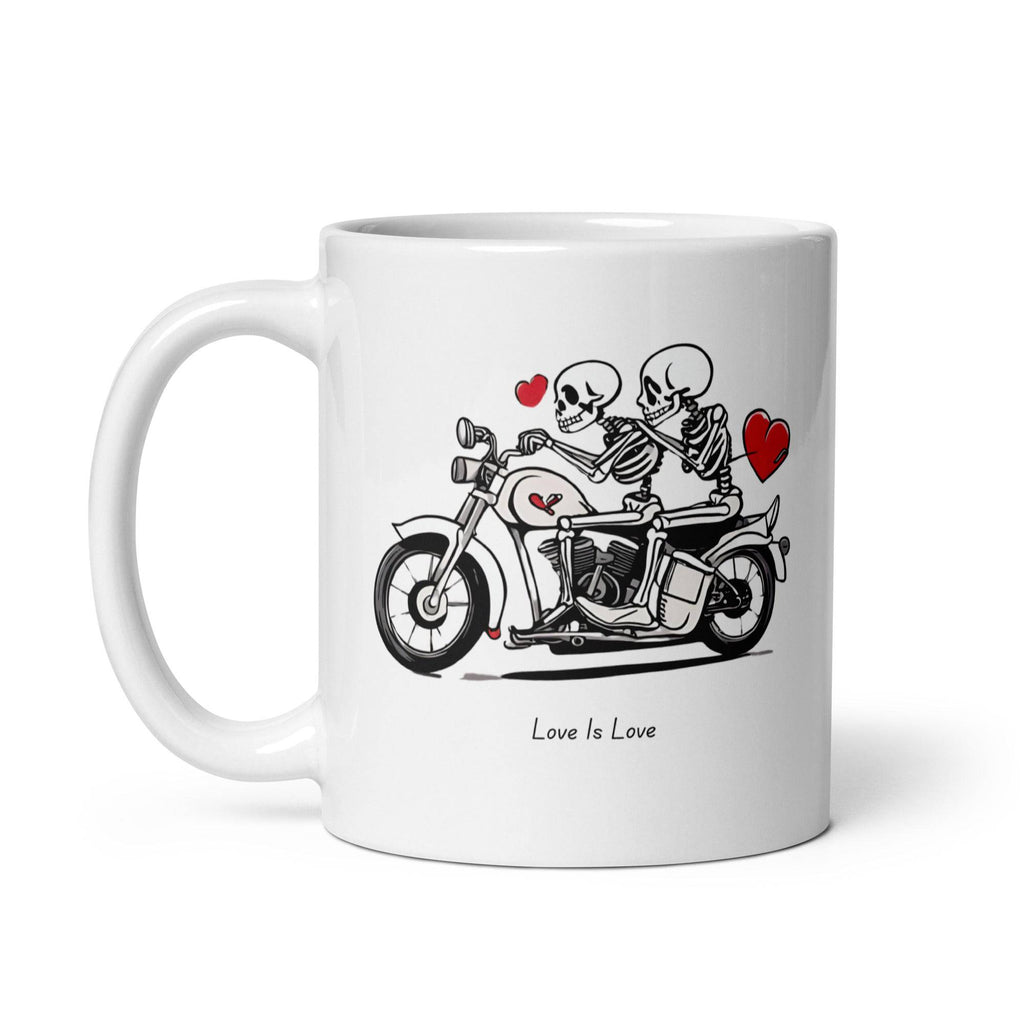 Love Is Love Motorcycle white glossy mug — Rose Gold Co