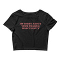 Sorry About Your Fragile Masculinity crop tee, side view — Rose Gold Co