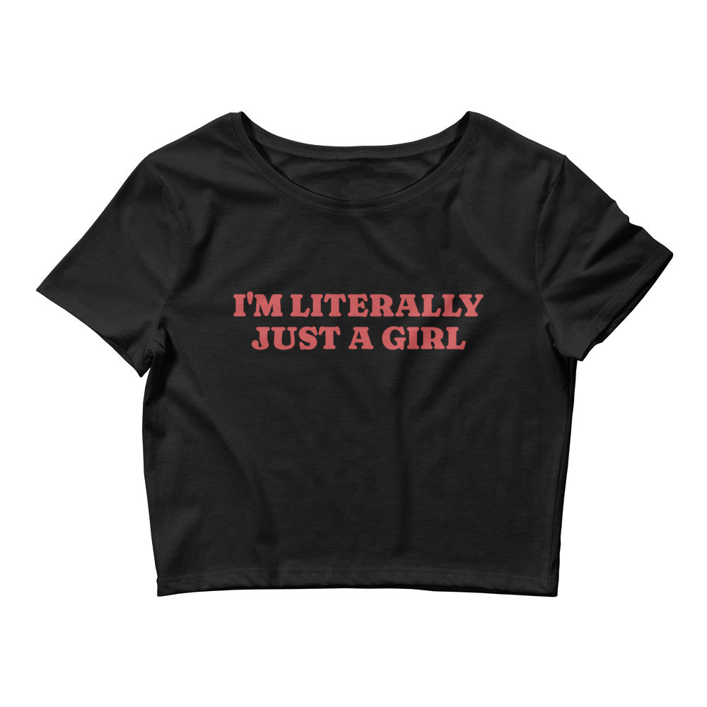 I'm Literally Just a Girl crop tee, side view — Rose Gold Co