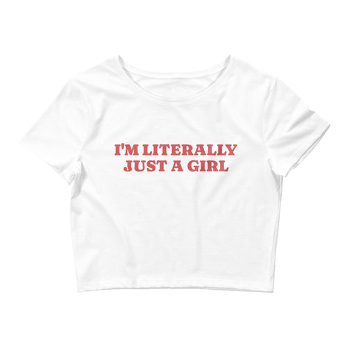 I'm Literally Just a Girl crop tee, back view — Rose Gold Co