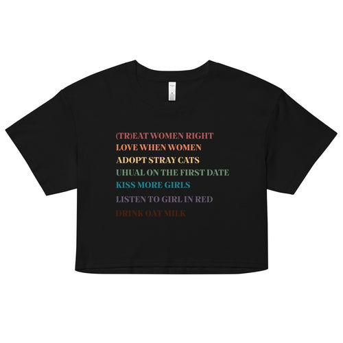 Lesbian Rules women's crop top, back view — Rose Gold Co