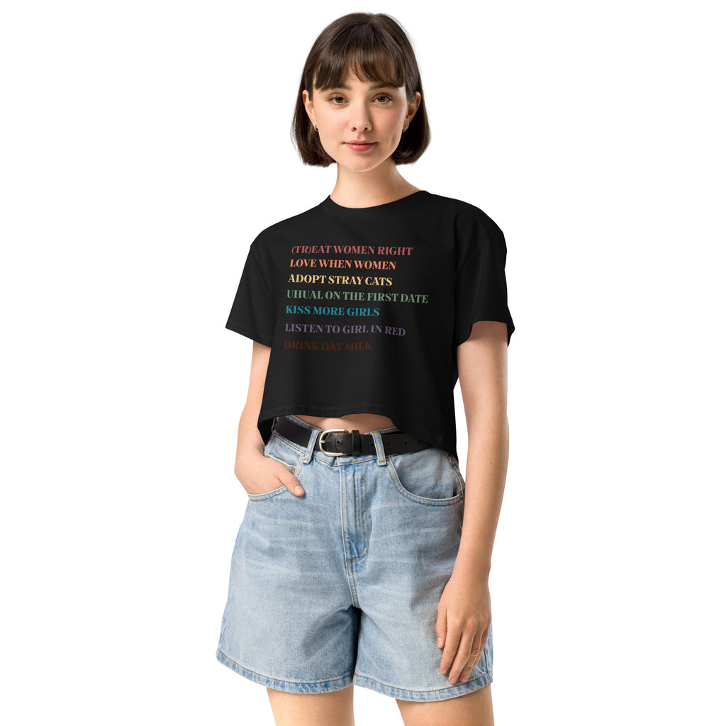 Lesbian Rules women's crop top, side view — Rose Gold Co