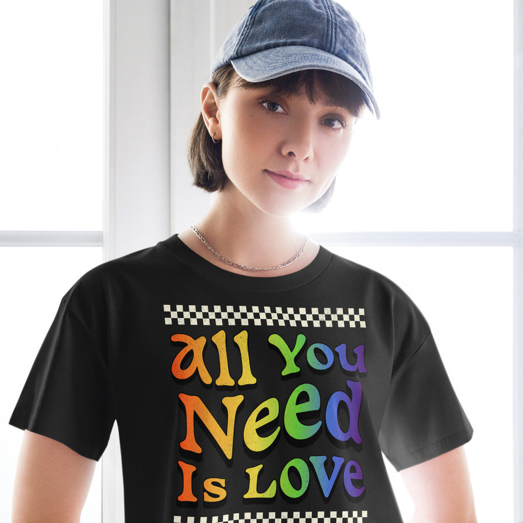 All You Need Is Love relaxed crop top, detail view — Rose Gold Co