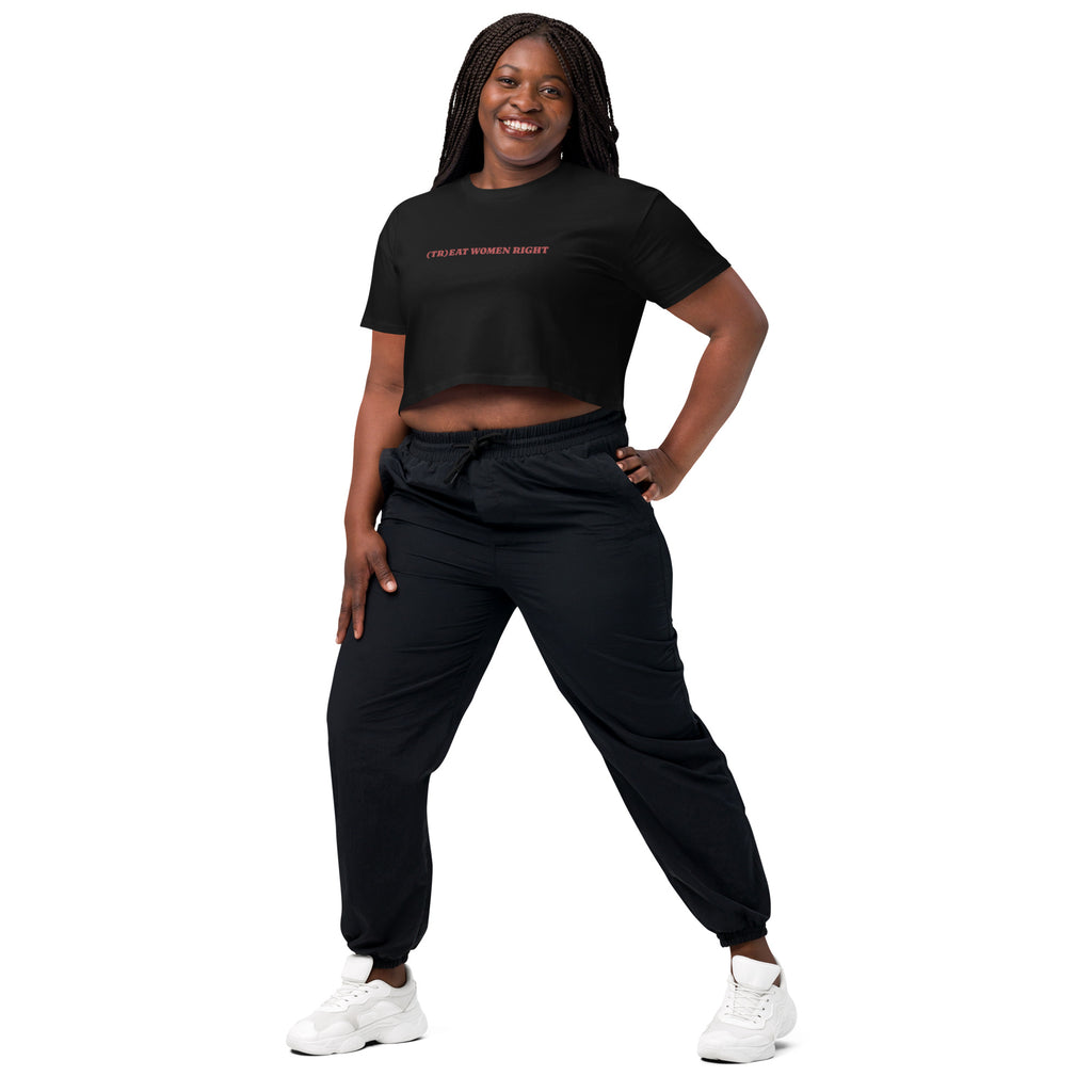 (Tr)eat Women Right crop top, detail view — Rose Gold Co