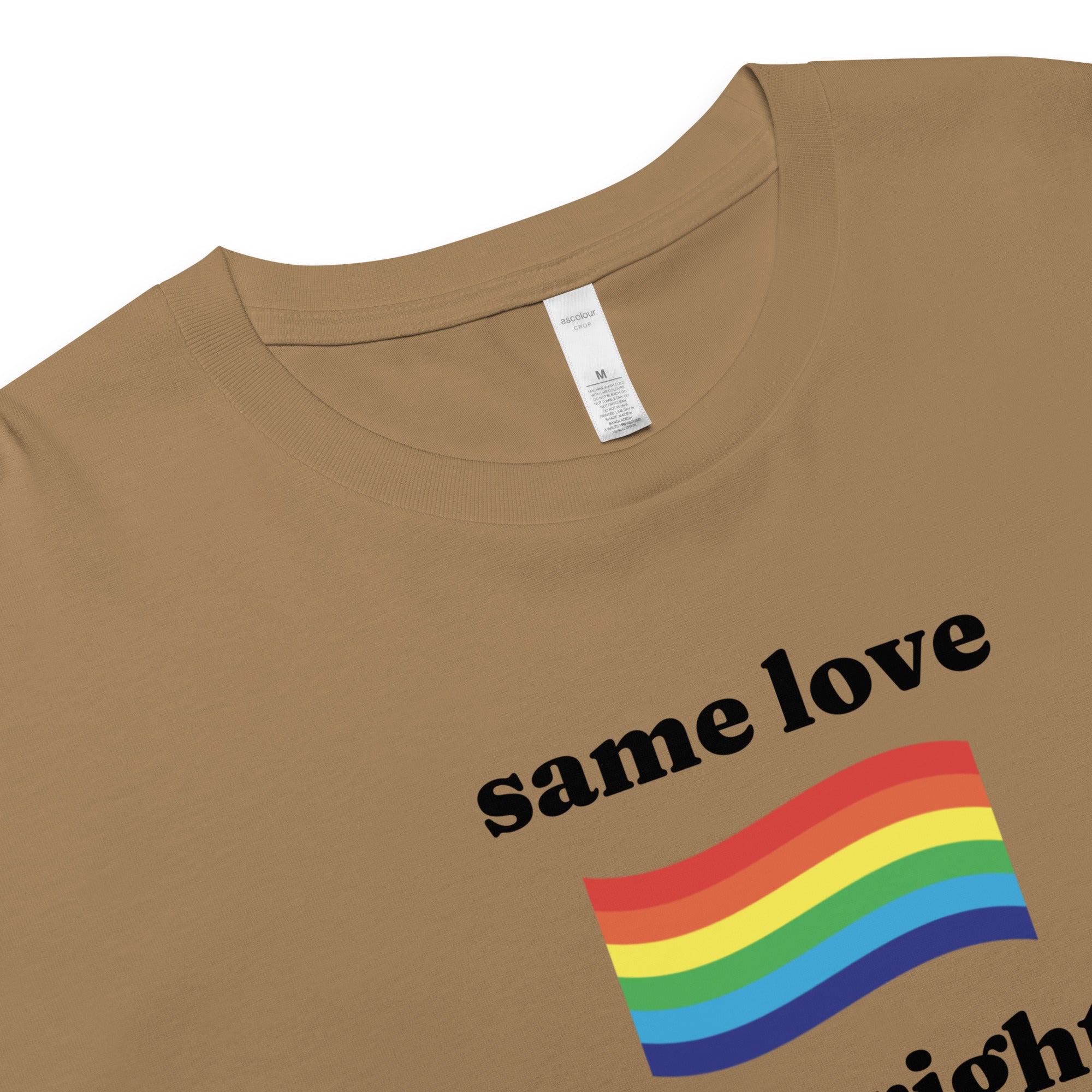 Same Love Same Rights crop top, view 6 — Rose Gold Co