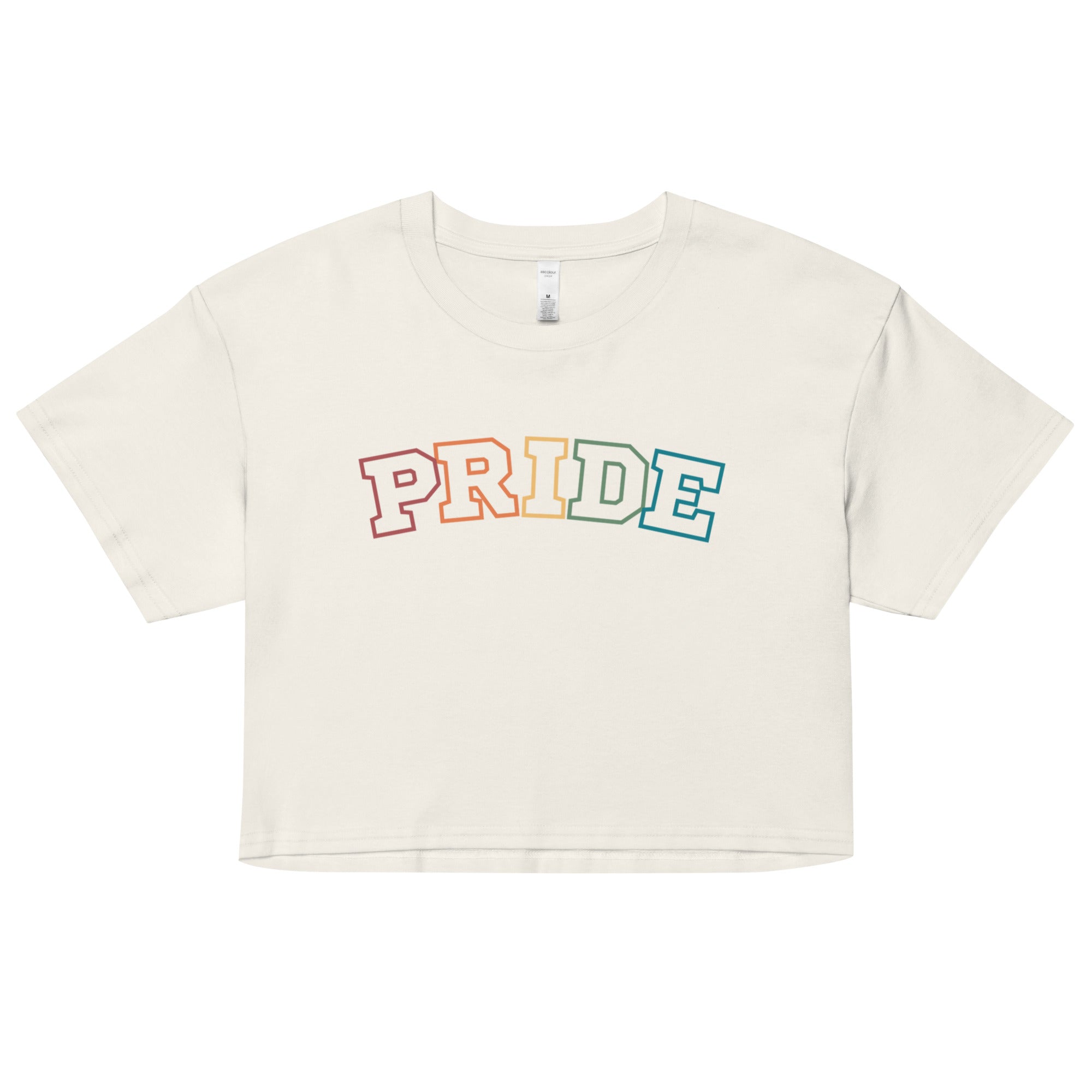 LGBT pride crop top, detail view — Rose Gold Co