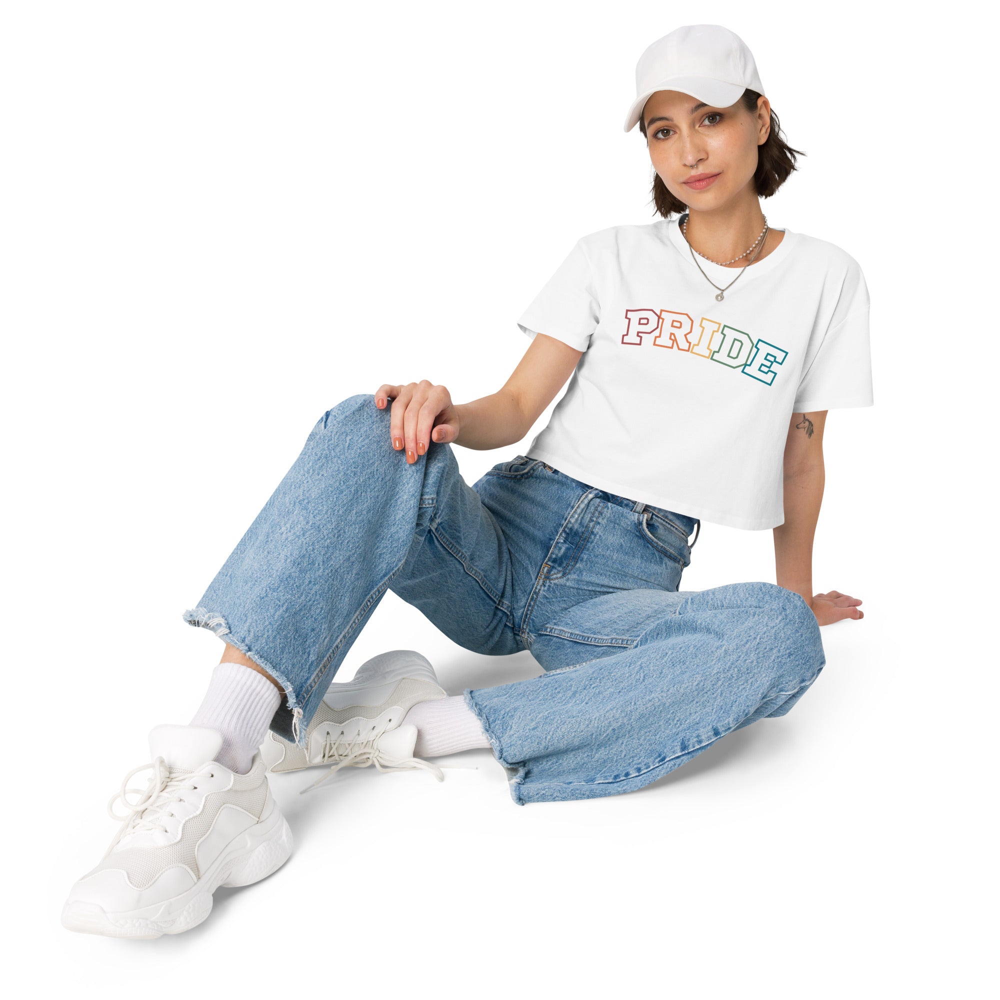 LGBT pride crop top, back view — Rose Gold Co