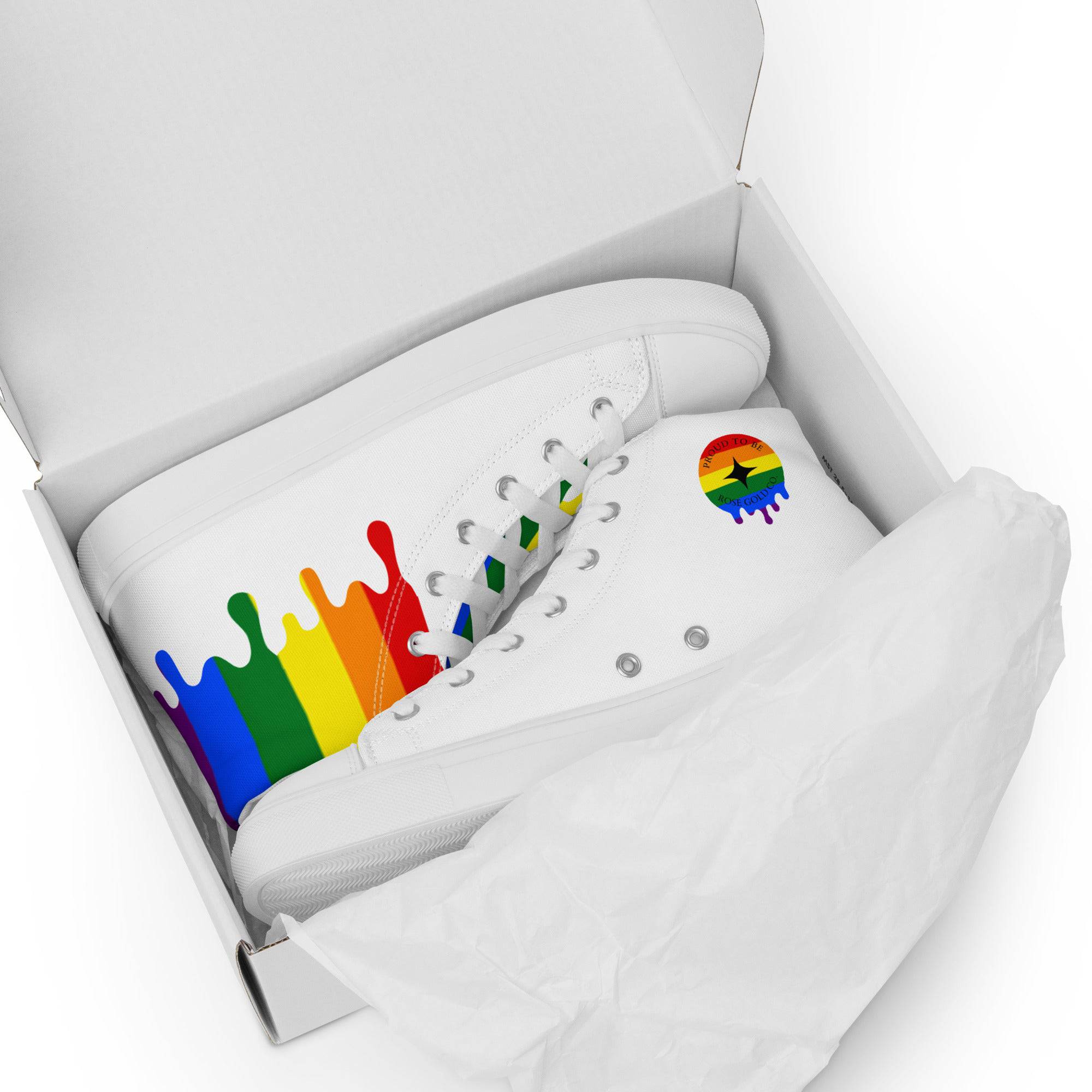 LGBT_Pride-Rainbow Melting Pride Mens High Tops - Rose Gold Co. Shop
