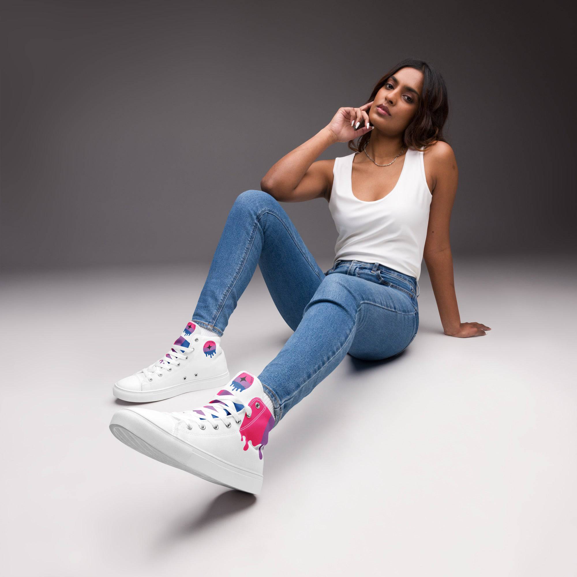 Melting bisexual pride women's high tops, view 4 — Rose Gold Co