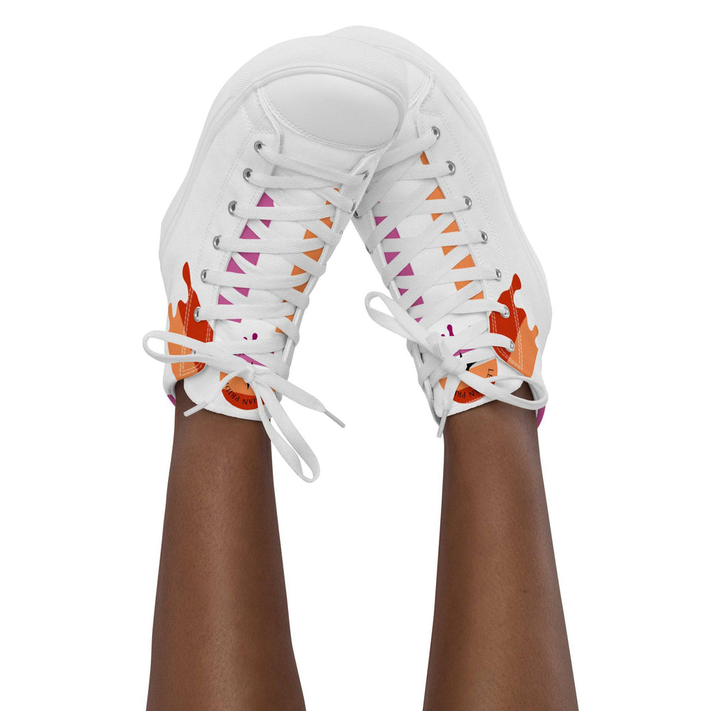 Lesbian pride women's high top canvas shoes, view 2 — Rose Gold Co