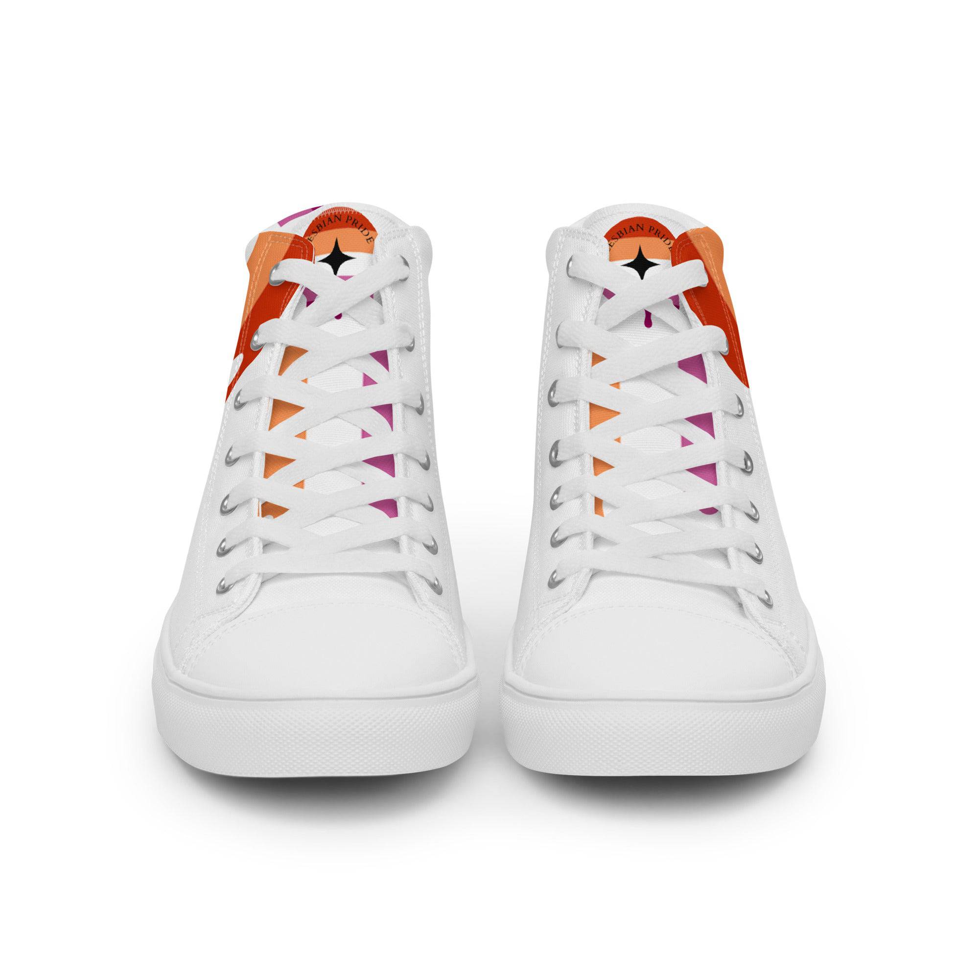 Lesbian pride women's high top canvas shoes, view 8 — Rose Gold Co