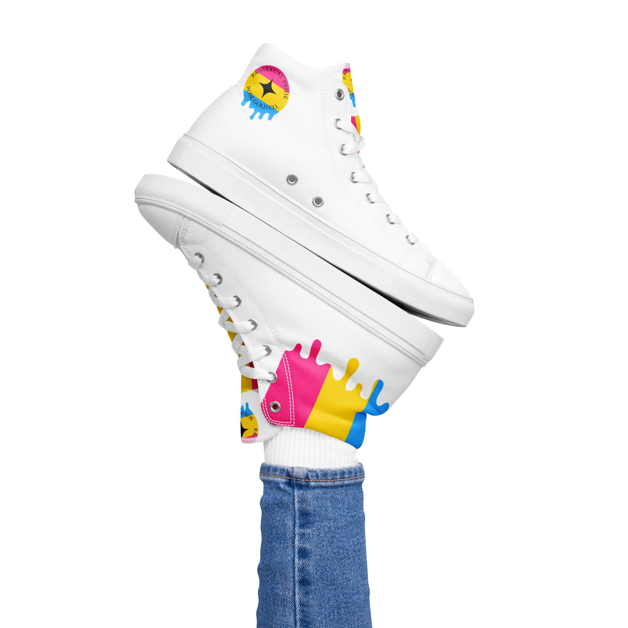 Melting pansexual pride women's high tops, view 9 — Rose Gold Co