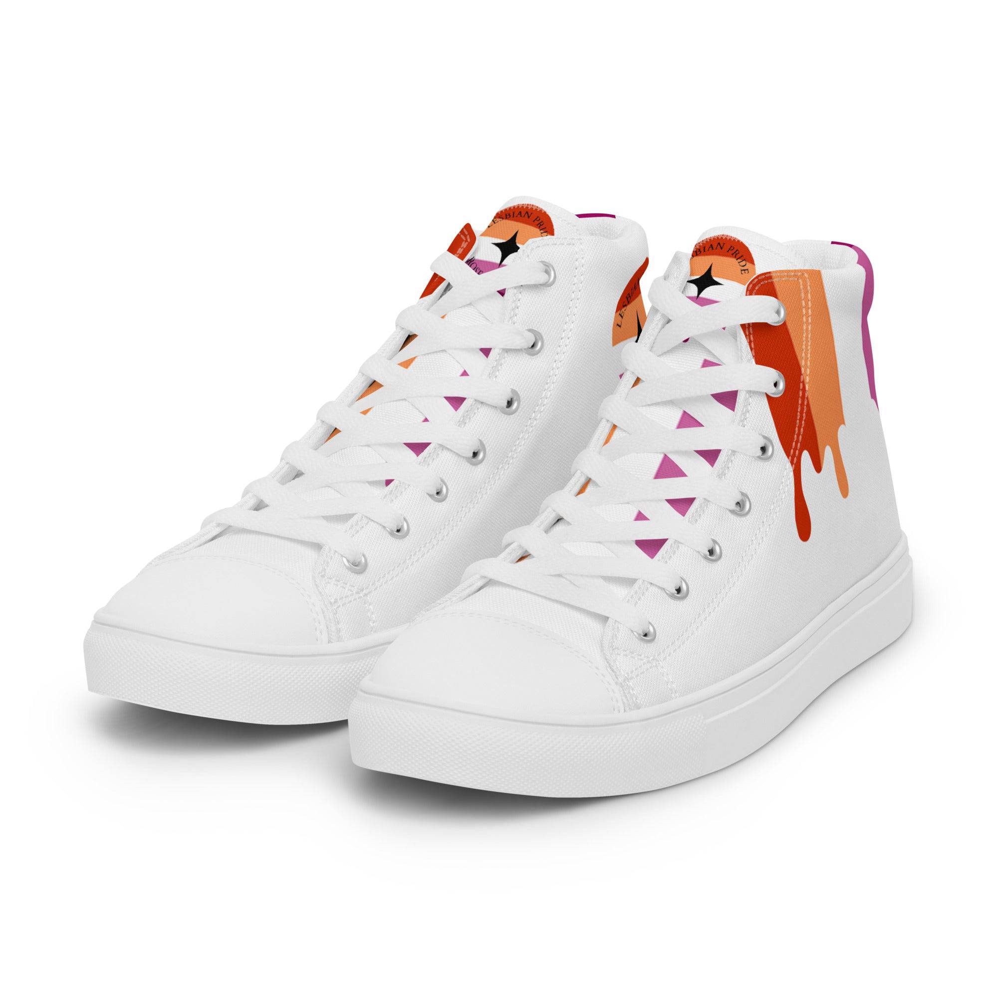 Lesbian pride women's high top canvas shoes, view 4 — Rose Gold Co