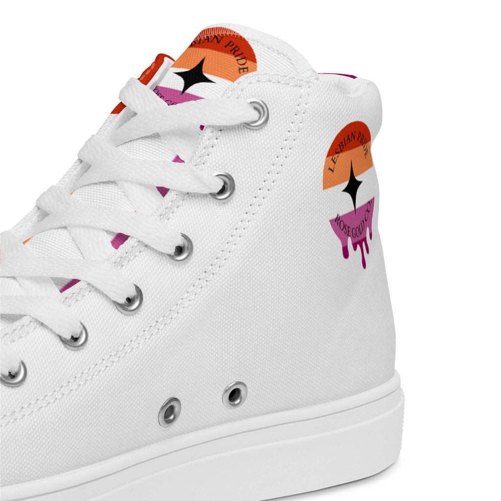 Lesbian pride women's high top canvas shoes, view 3 — Rose Gold Co