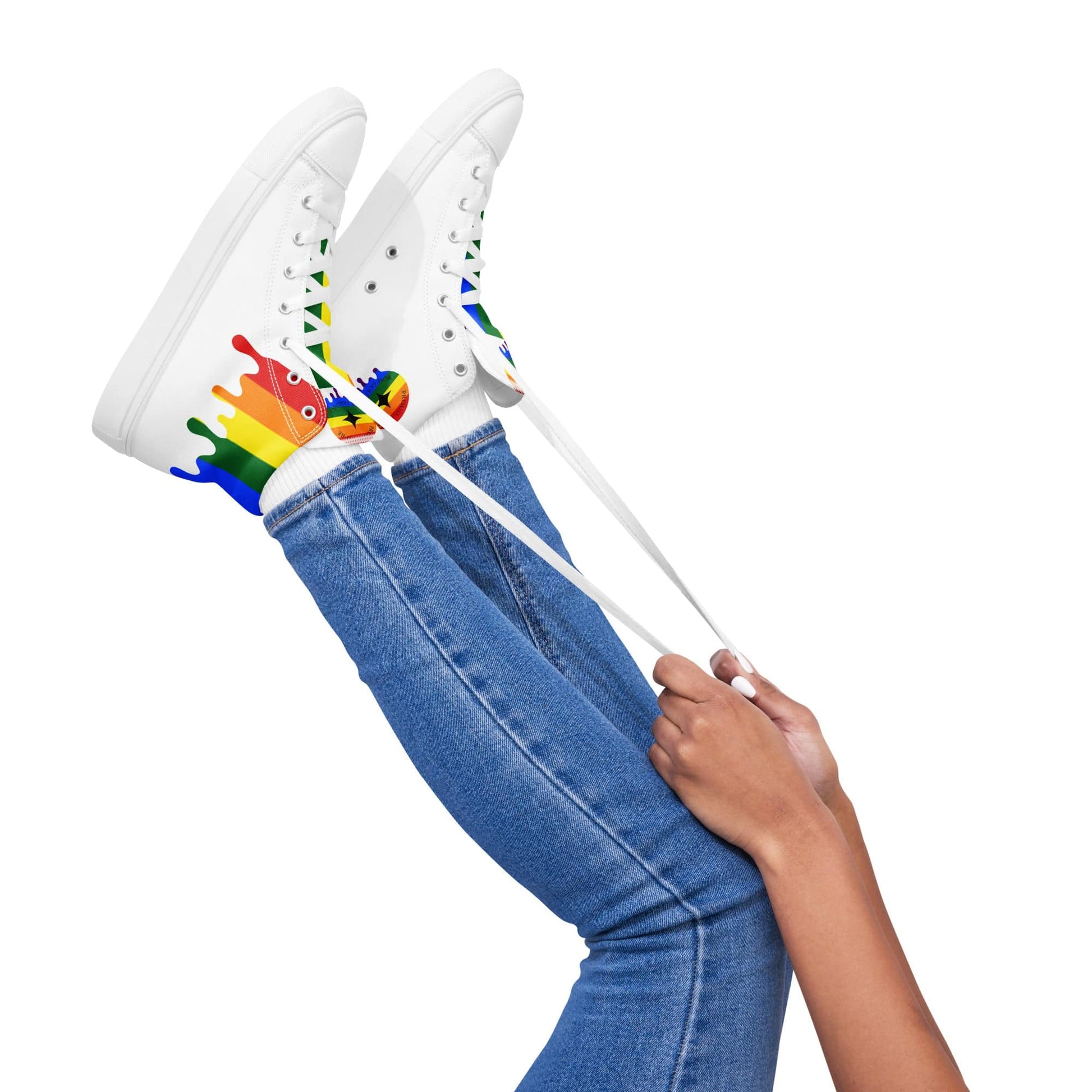 LGBT Rainbow Melting Pride Women’s high top shoes - Rose Gold Co. Shop