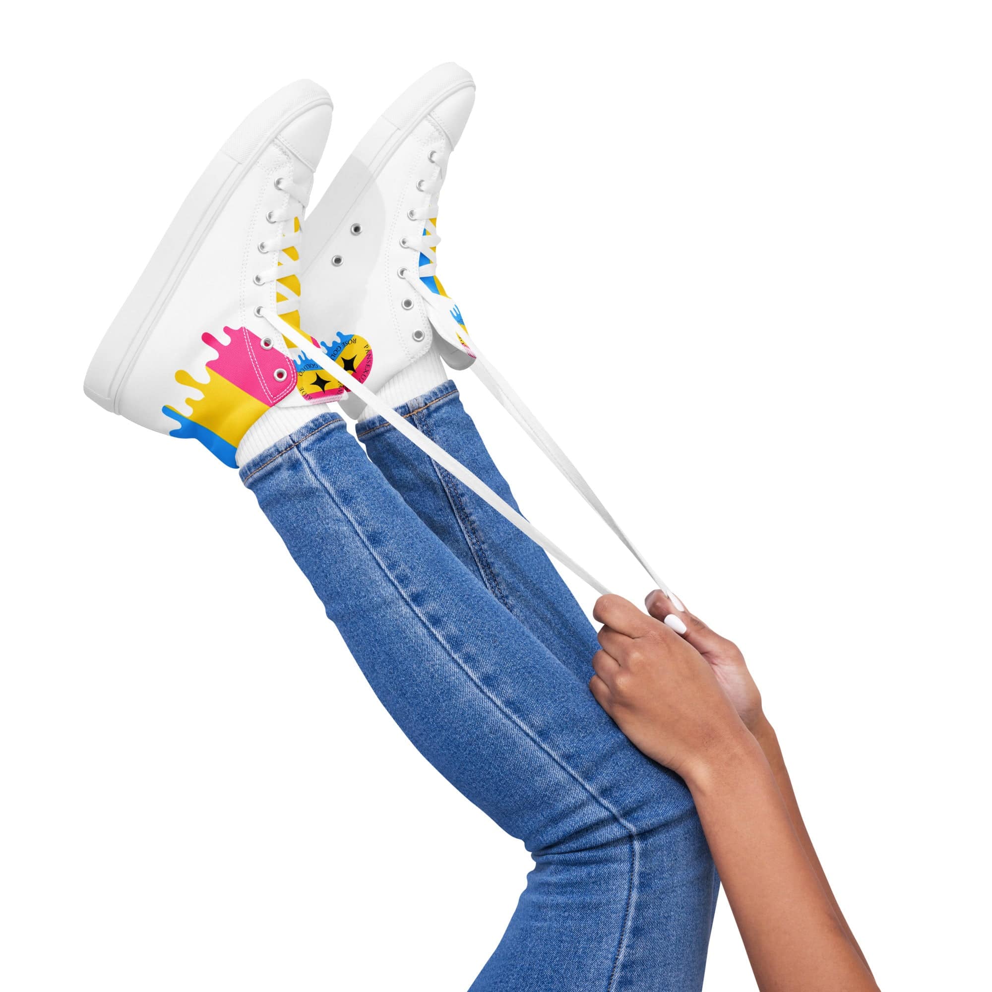 Melting pansexual pride women's high tops, view 4 — Rose Gold Co