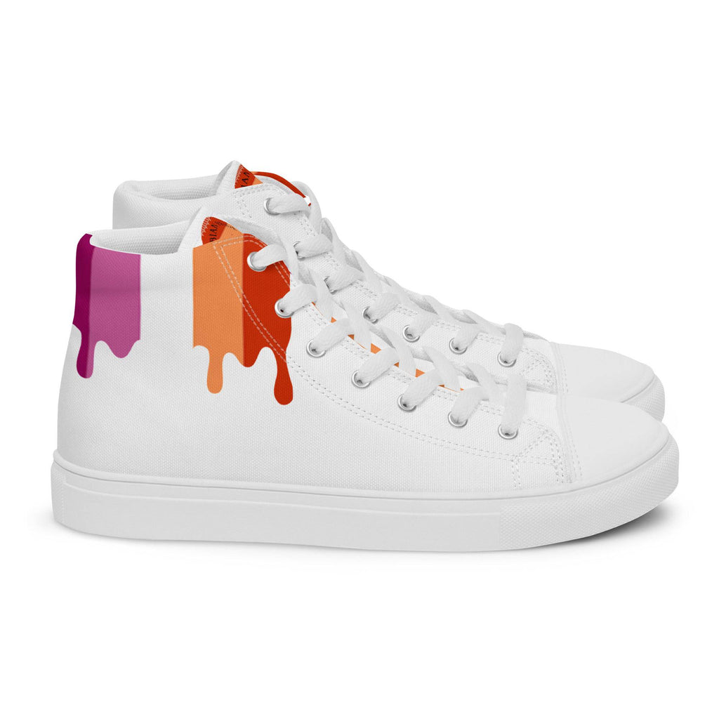 Lesbian pride women's high top canvas shoes, view 6 — Rose Gold Co