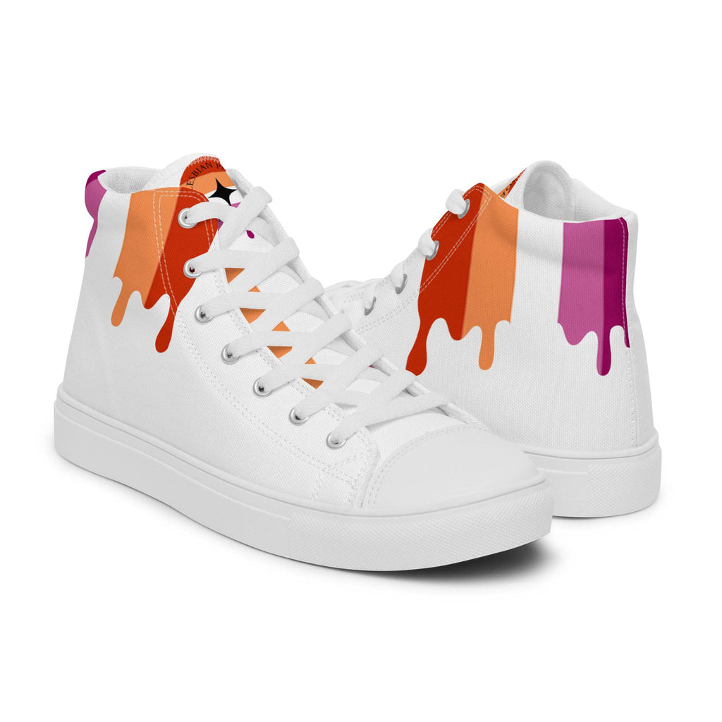 Lesbian pride women's high top canvas shoes, view 9 — Rose Gold Co