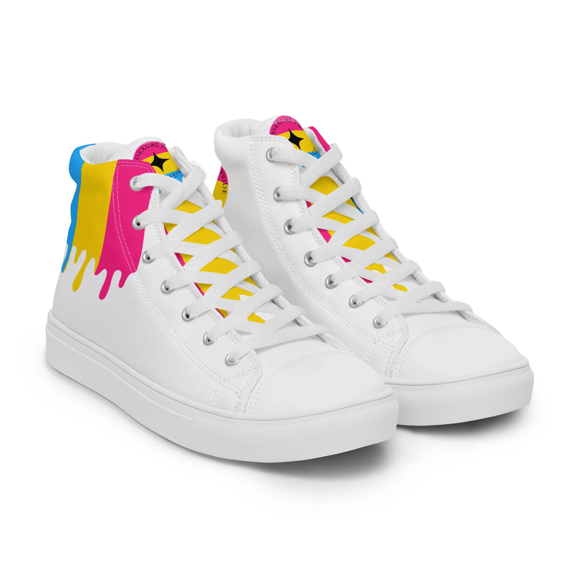 Melting pansexual pride women's high tops, view 8 — Rose Gold Co