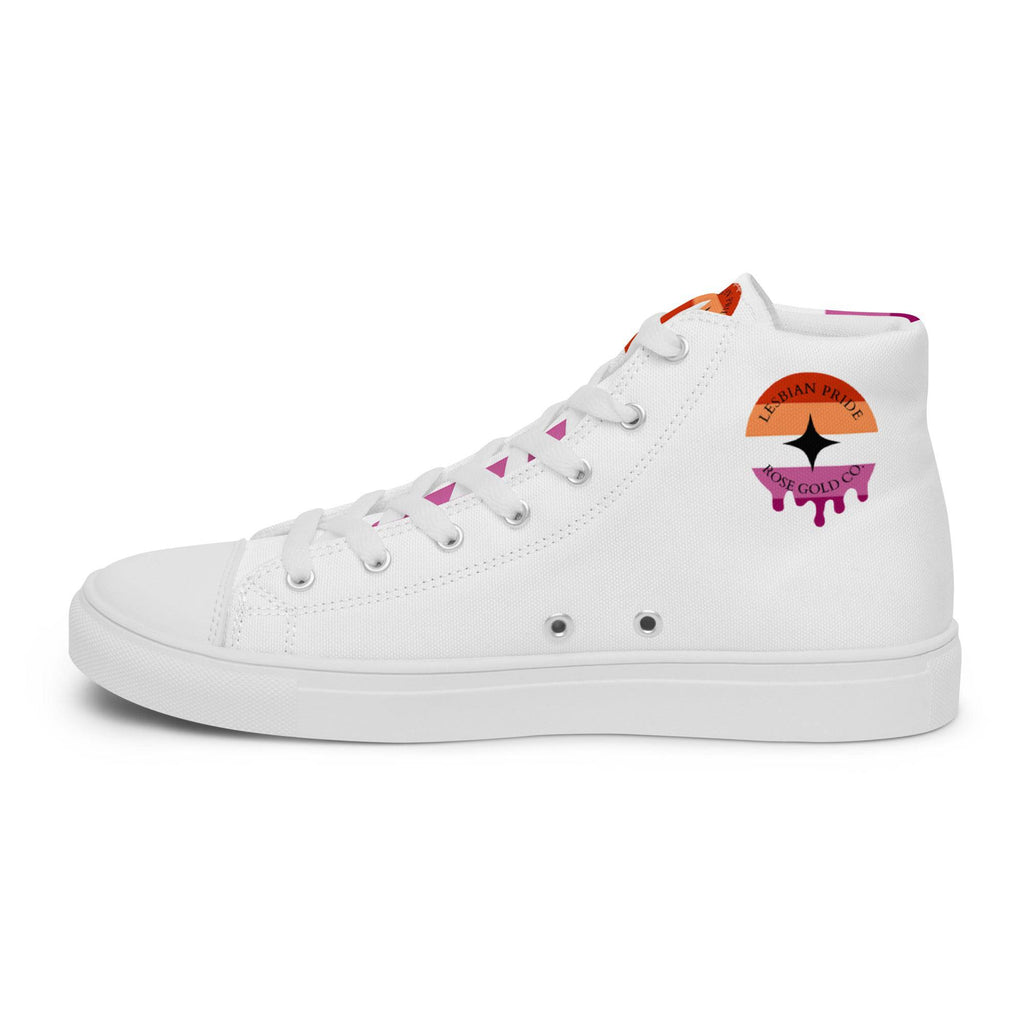 Lesbian pride women's high top canvas shoes, view 7 — Rose Gold Co