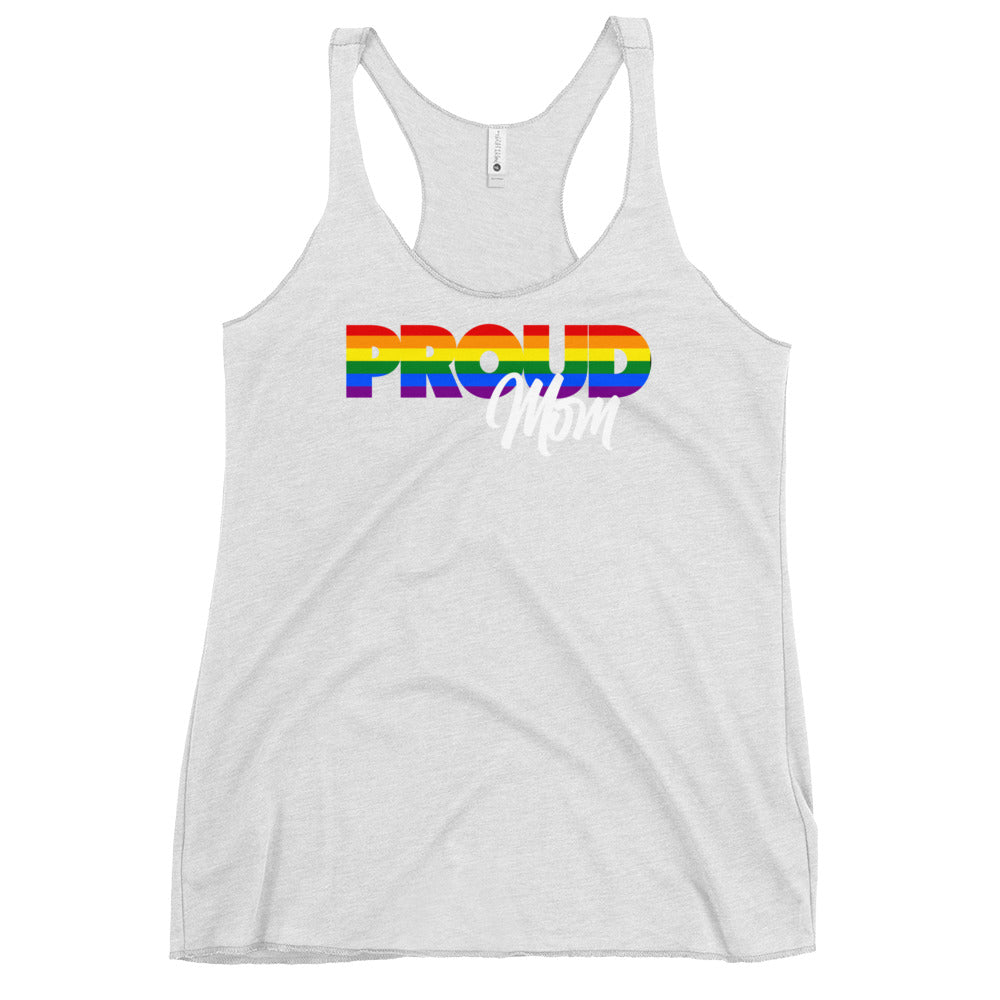 Proud Mom rainbow racerback tank, view 5 — Rose Gold Co