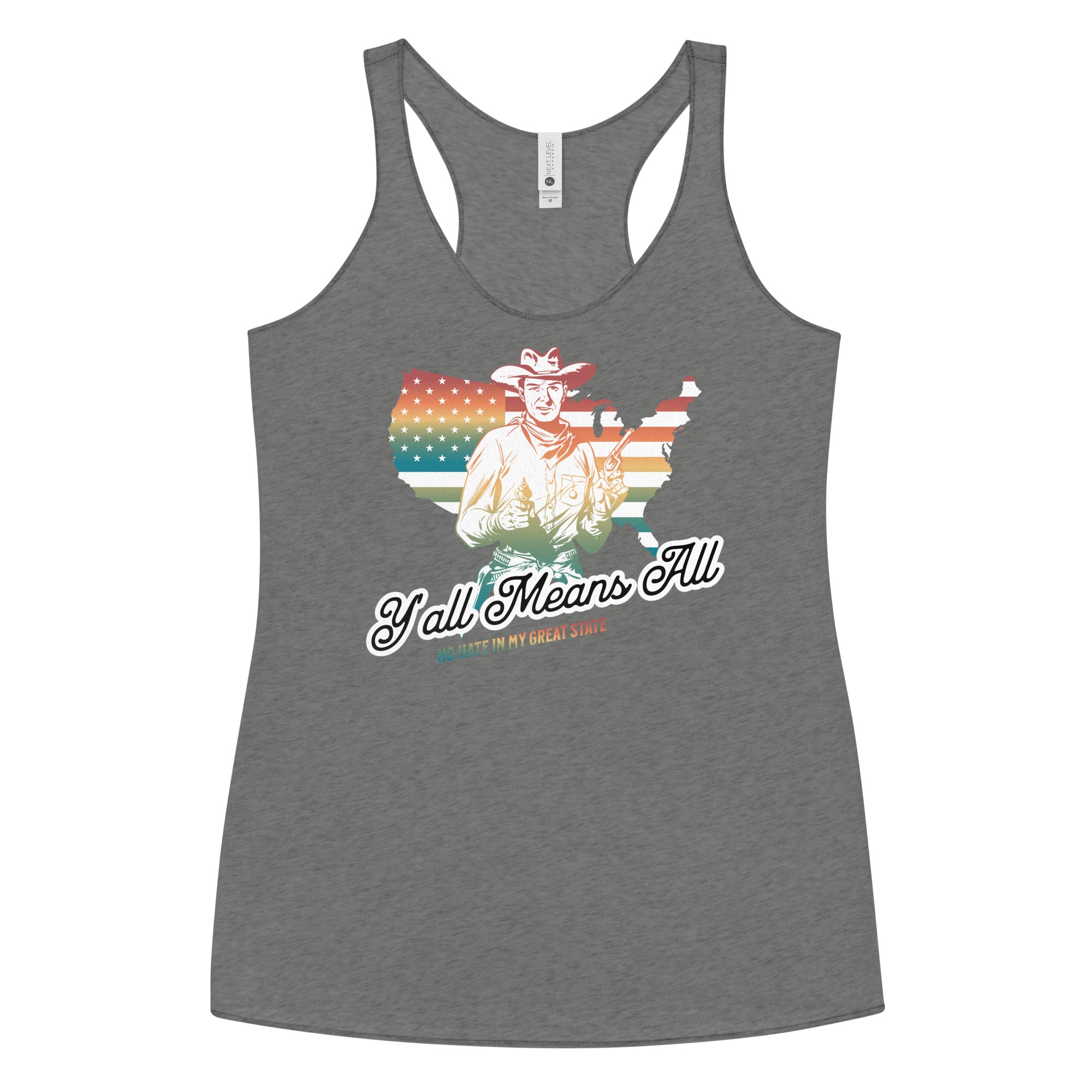 No Hate In My Great State women's racerback tank, view 9 — Rose Gold Co