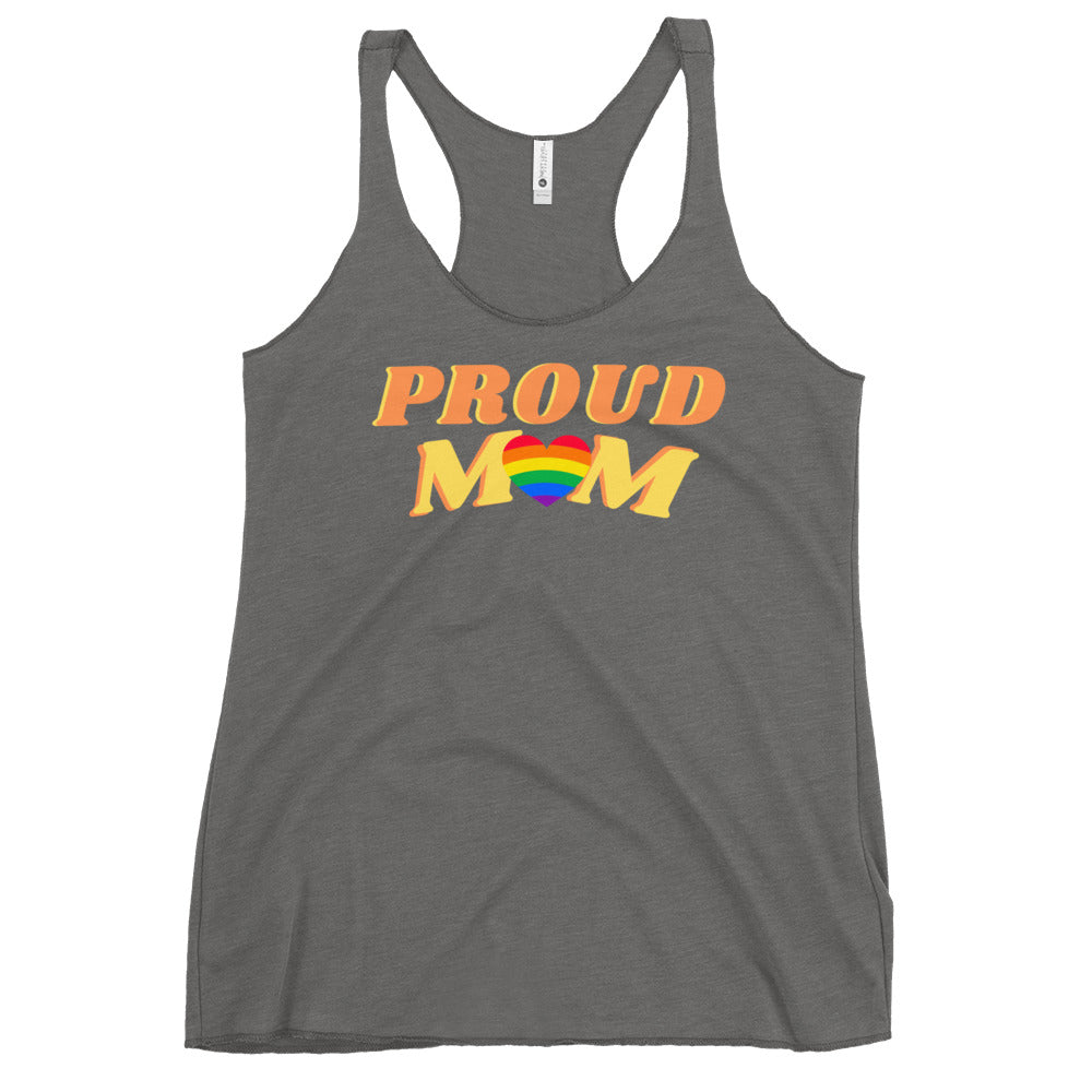 Proud Mom rainbow tri-blend racerback tank, view 11 — Rose Gold Co