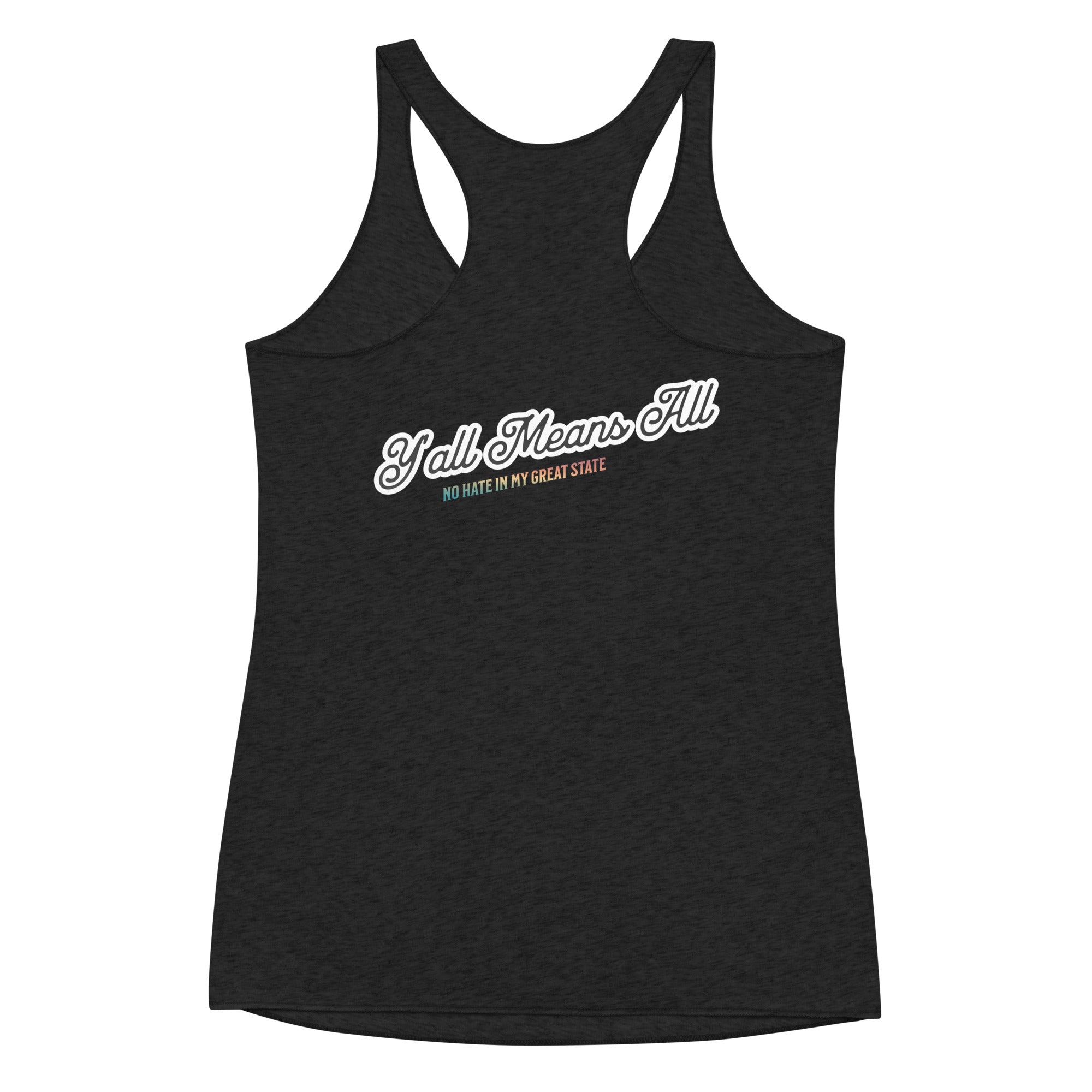 No Hate In My Great State women's racerback tank, view 5 — Rose Gold Co
