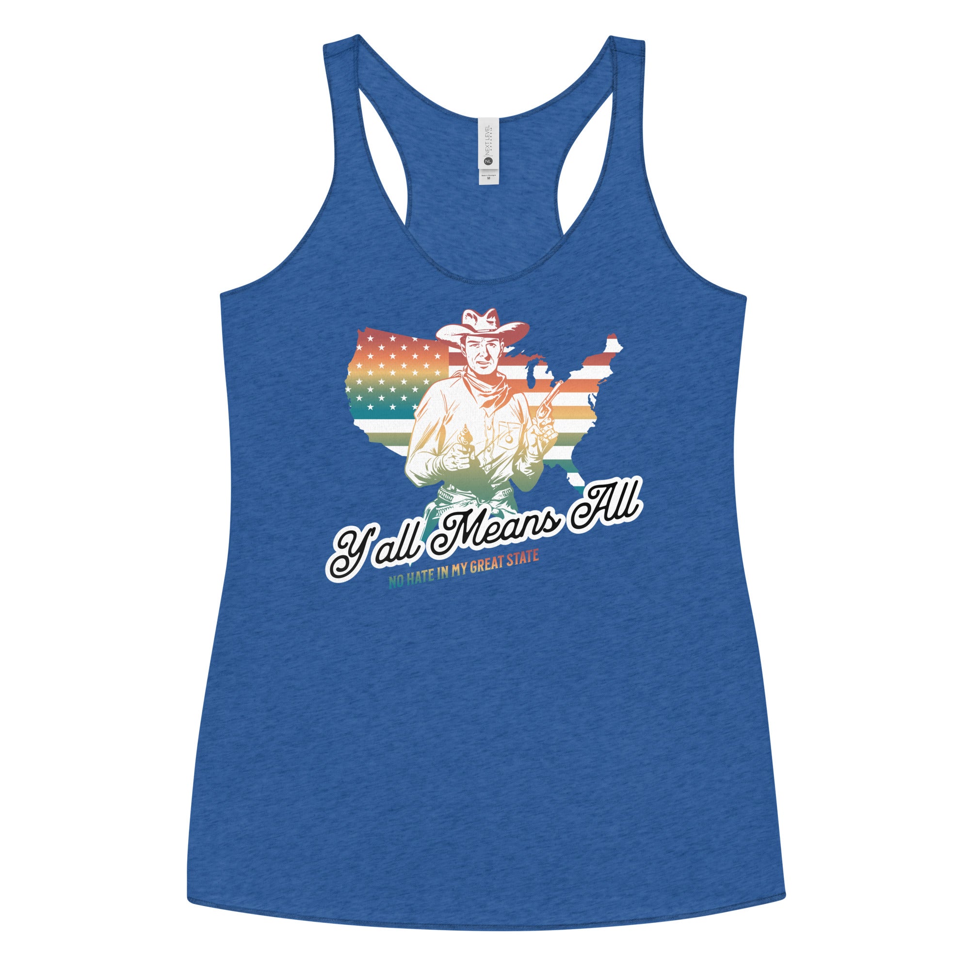 No Hate In My Great State women's racerback tank, view 7 — Rose Gold Co