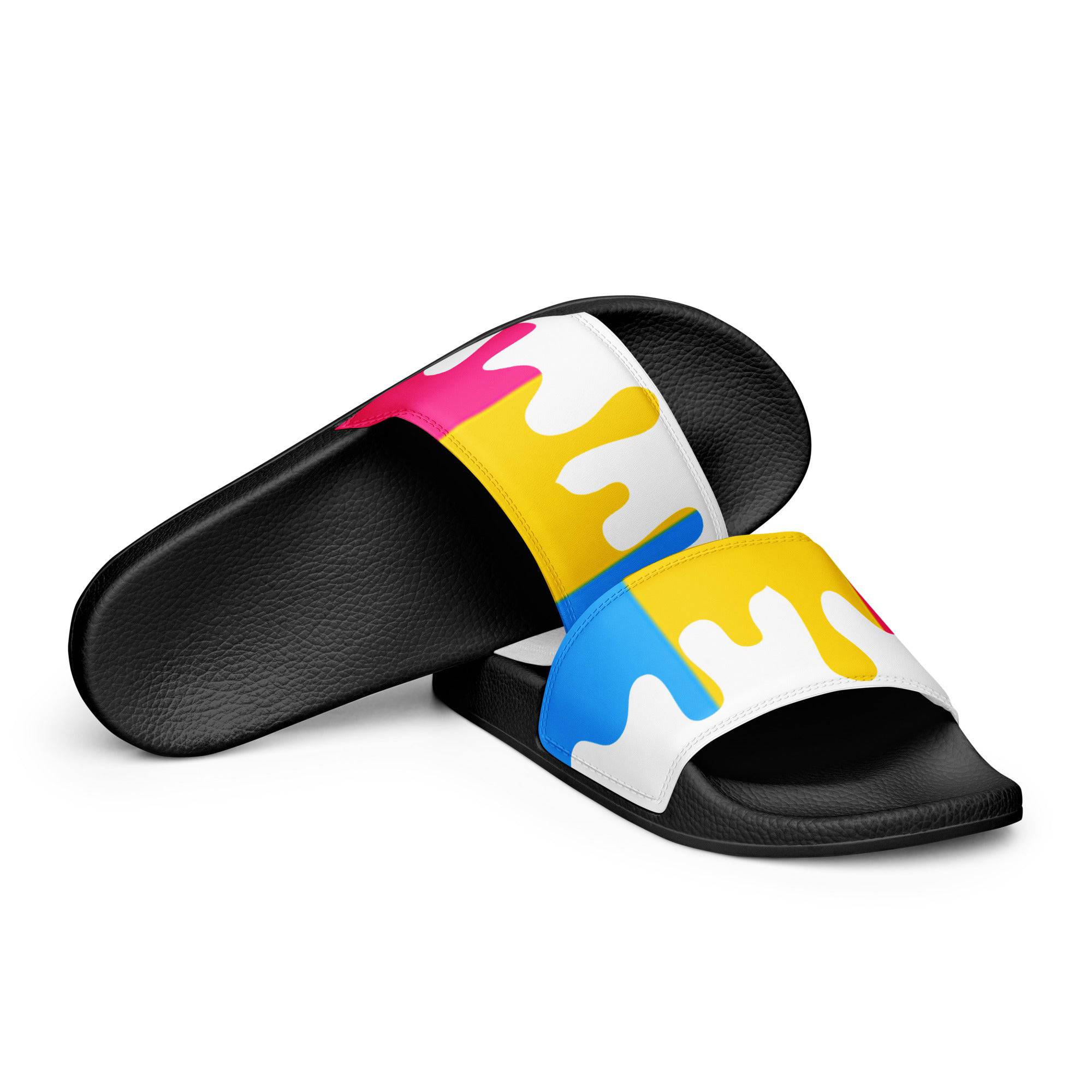 Pansexual melting pride flag women's slides, view 9 — Rose Gold Co