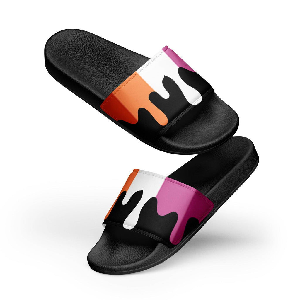 Lesbian melting pride flag women's slides, view 4 — Rose Gold Co