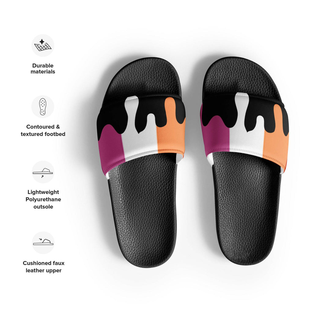 Lesbian melting pride flag women's slides, view 5 — Rose Gold Co