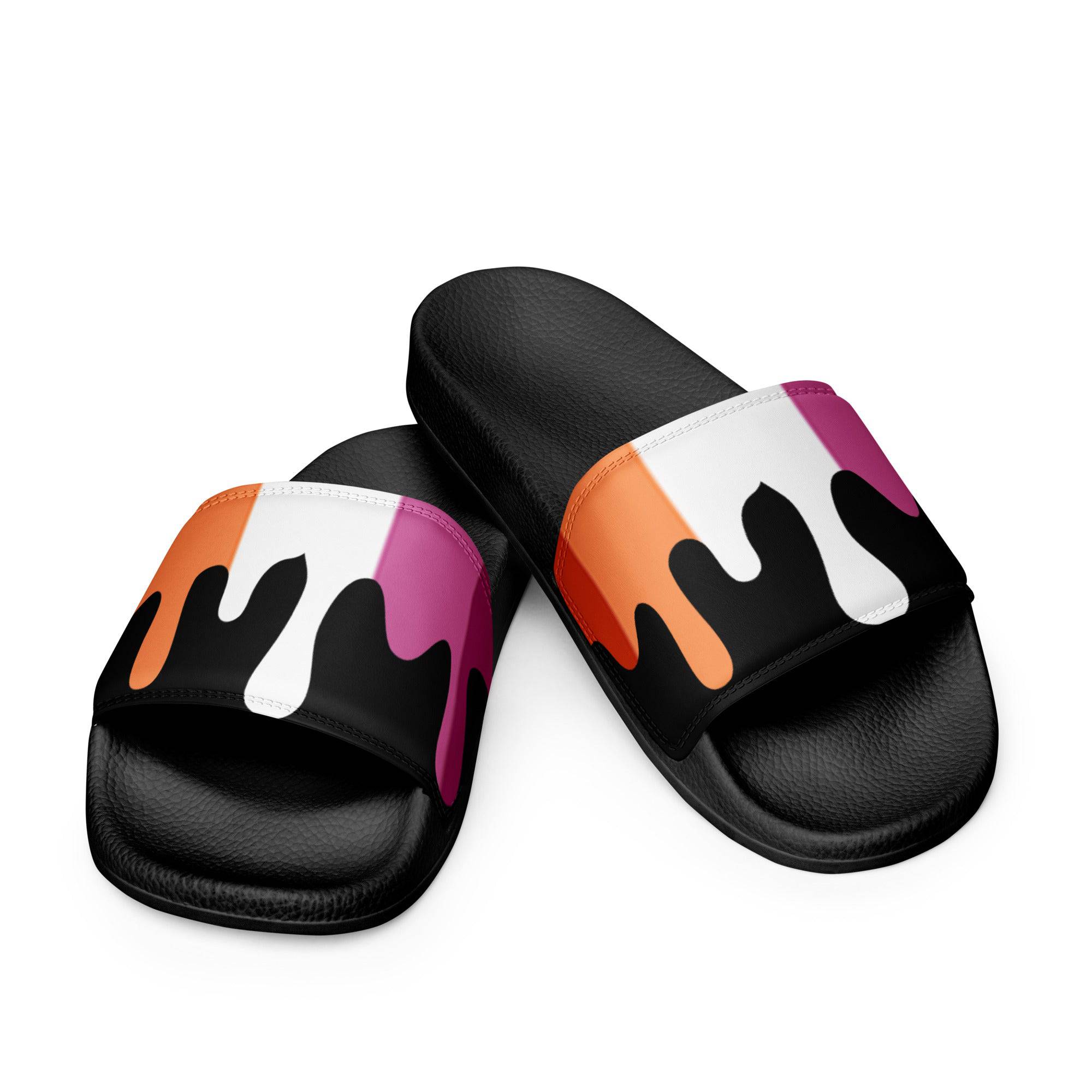 Lesbian melting pride flag women's slides, view 6 — Rose Gold Co