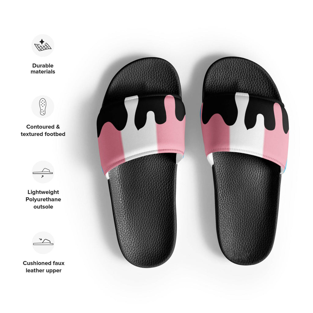 Trans melting pride flag women's slides, view 3 — Rose Gold Co