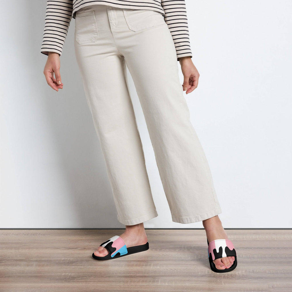 Trans melting pride flag women's slides, view 5 — Rose Gold Co