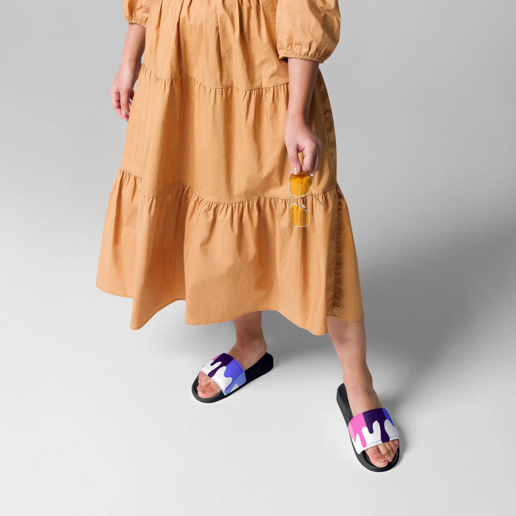 Omni melting pride flag women's slides, view 7 — Rose Gold Co