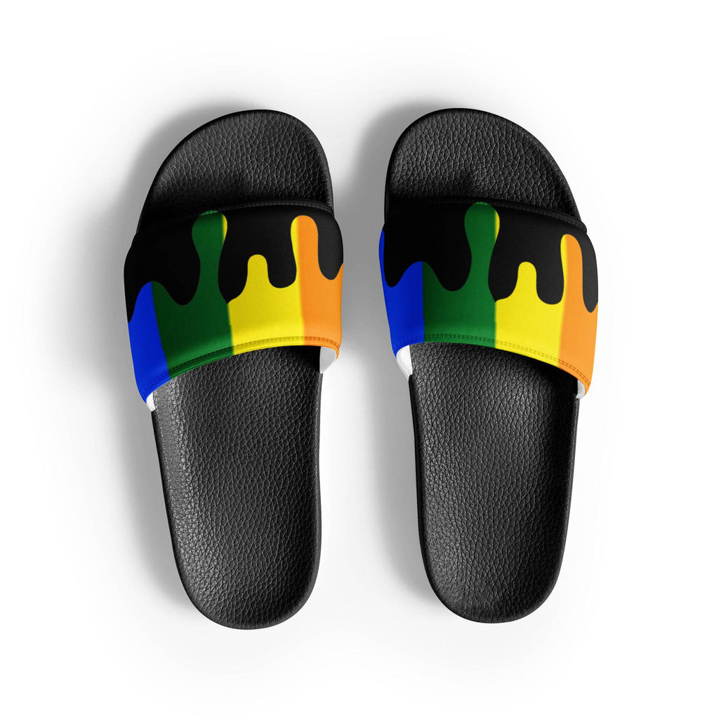 Rainbow melting pride flag women's slides, view 4 — Rose Gold Co